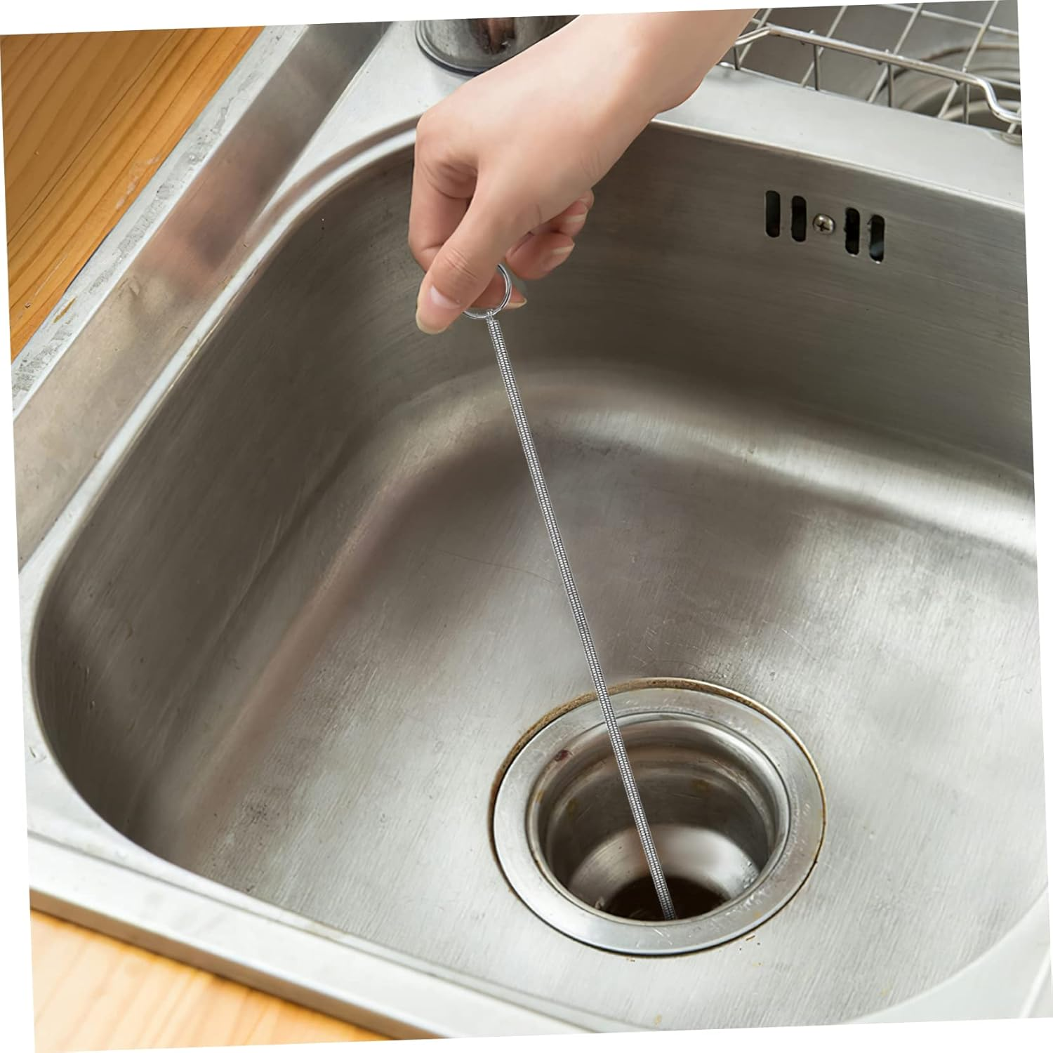 Healvian 2Pcs Drain Unclogger Tools Long Wire Flexible Tube Baseboard Crevice Brush for Kitchen Drain Cleaning image number 2