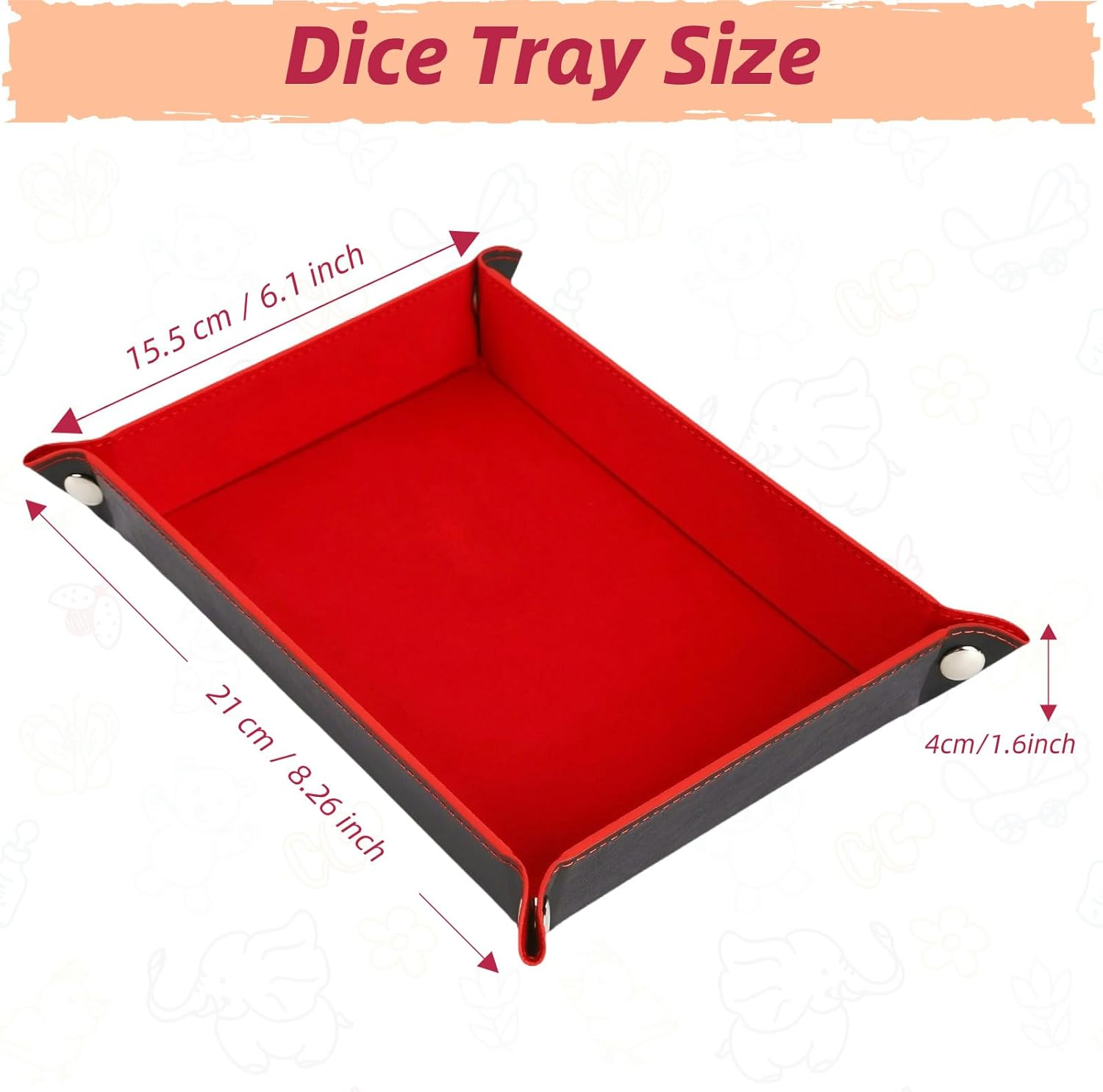 DND Dice Tray Rectangle Portable Folding Dice Rolling Tray for Dungeons and Dragons MTG RPG Role Playing Table Games and Dice Games (Brown)