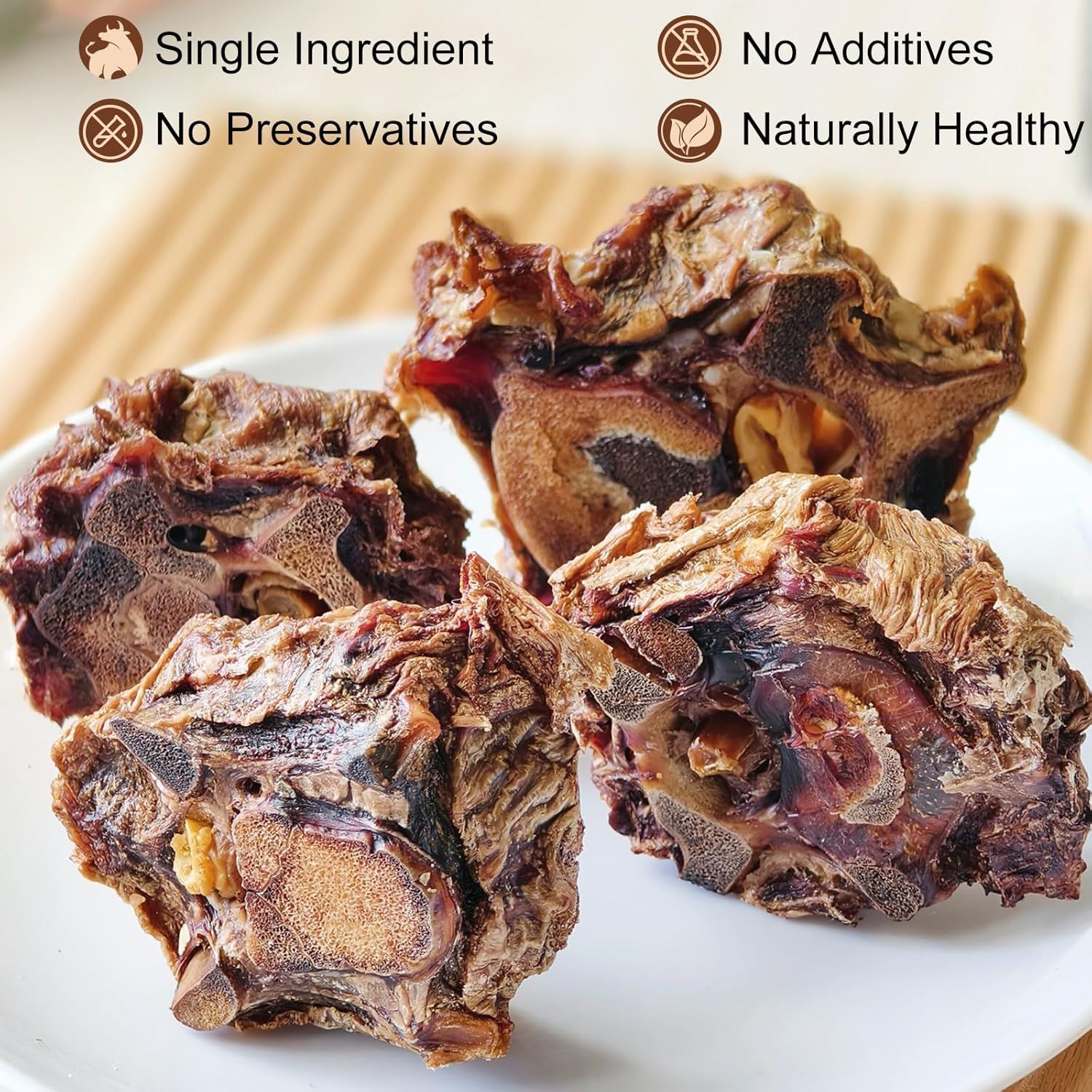 Dawvohk Dog Snacks Beef Flavor, Beef Neck Bones High Protein for Training & Treats Long-Lasting, Tough, Gluten Free, Filler Free, Great Natural Healthy Jerky for Large & Small Doggy,100G/Can (1Can)