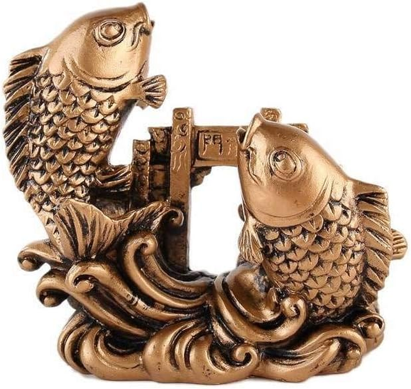 Lachineuse - Qilin Couple Figurine Feng Shui Chi Linen - Negative Energy Protection Symbol - Office Home - Chinese Decoration Asian Qi Linen - 12.5 X 11 X 6 Cm - Gold