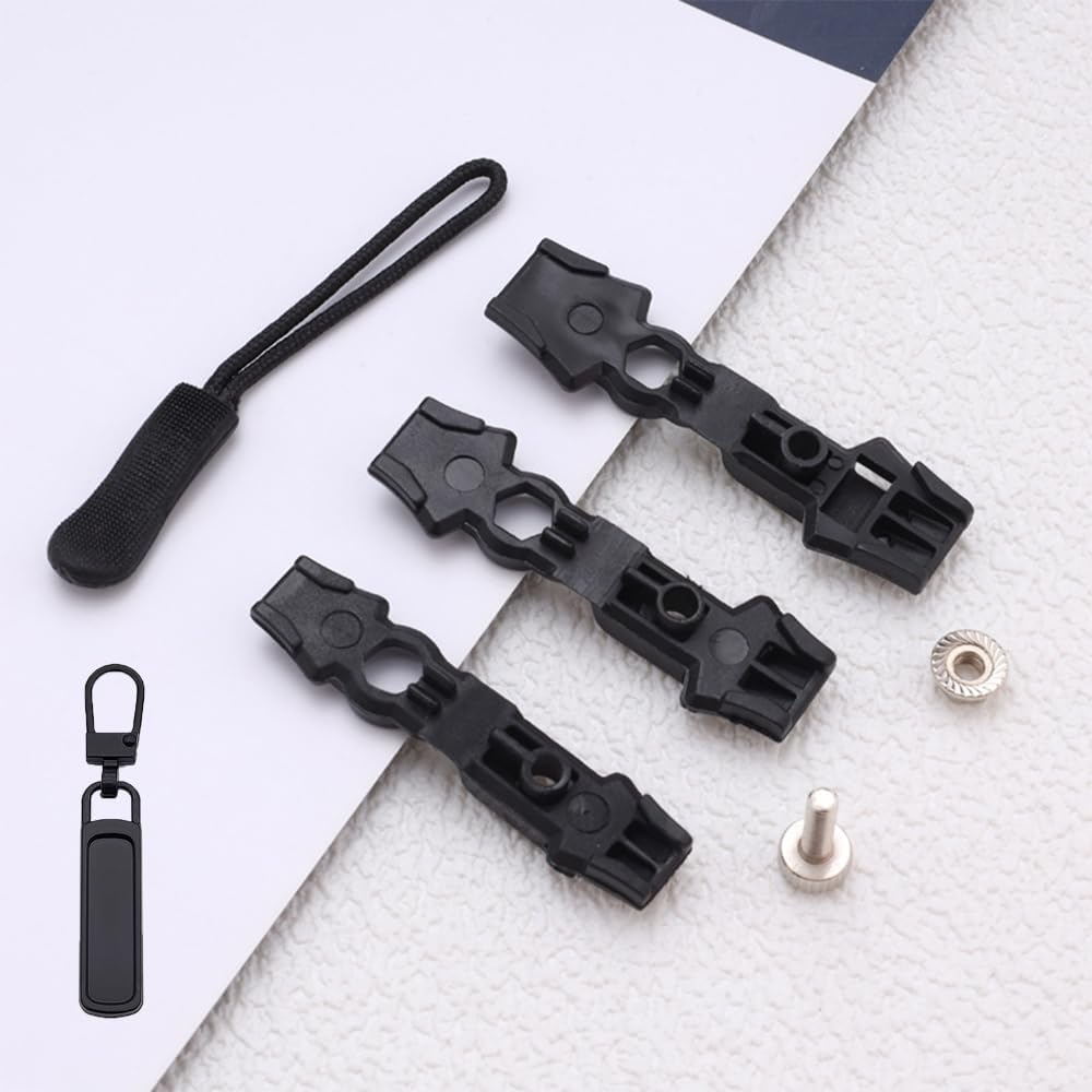 24 Pcs Zipper Repair Kit, Mixed Sizes Universal Zipper Replacement Slider,Black. Fixed Cloth Zipper Pull Fixer. Used for Crafts and Sewing Coats, Jacket, Jeans, Backpacks,Tents, Luggage Bags Etc Puller For. image number 4