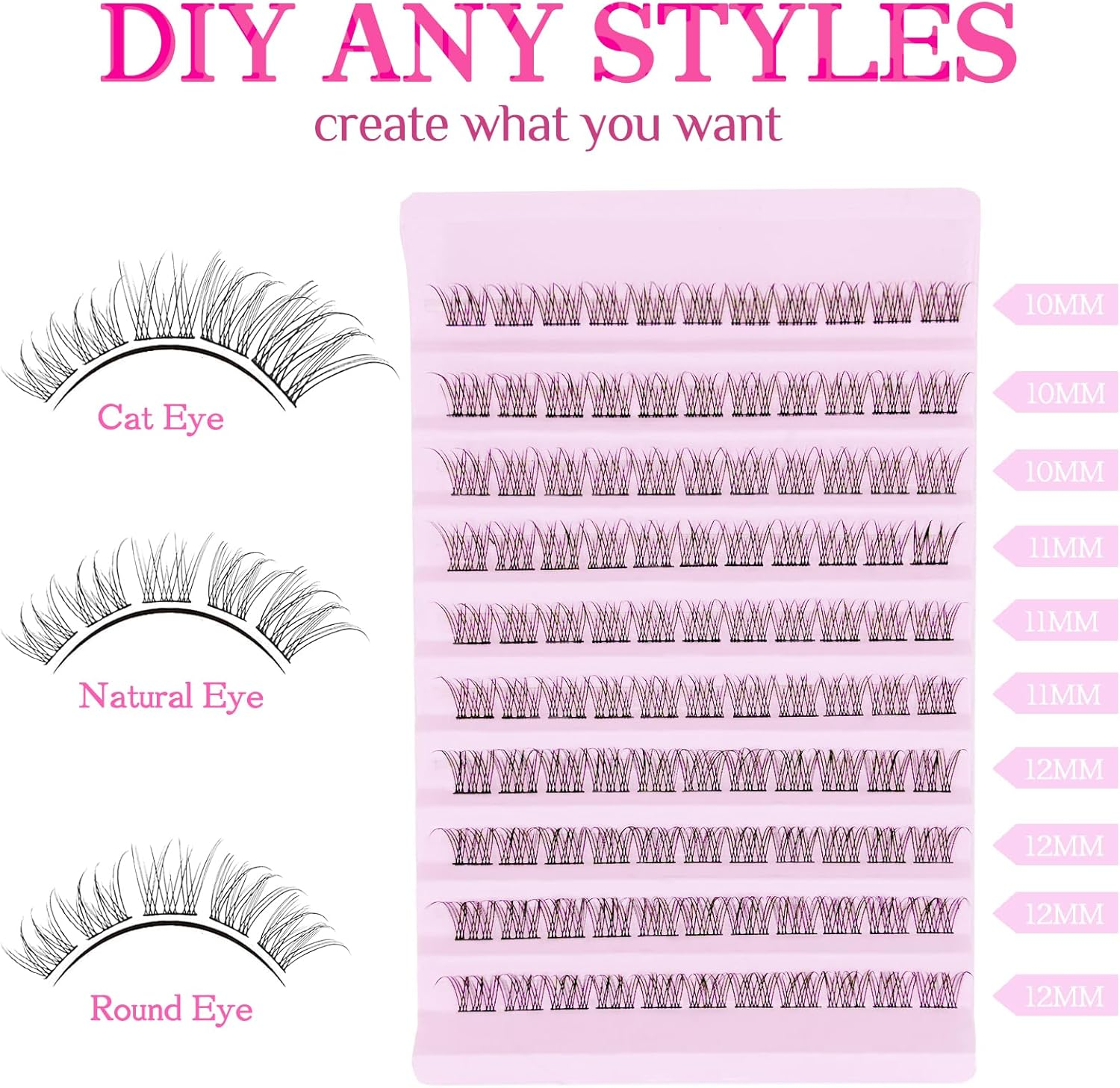 Lash Clusters Wispy Natural C Curl Eyelash Extension DIY 10-12MM Thin Band 110Pcs Cluster Lashes,10Mm 11Mm 12Mm False Eyelashes image number 5