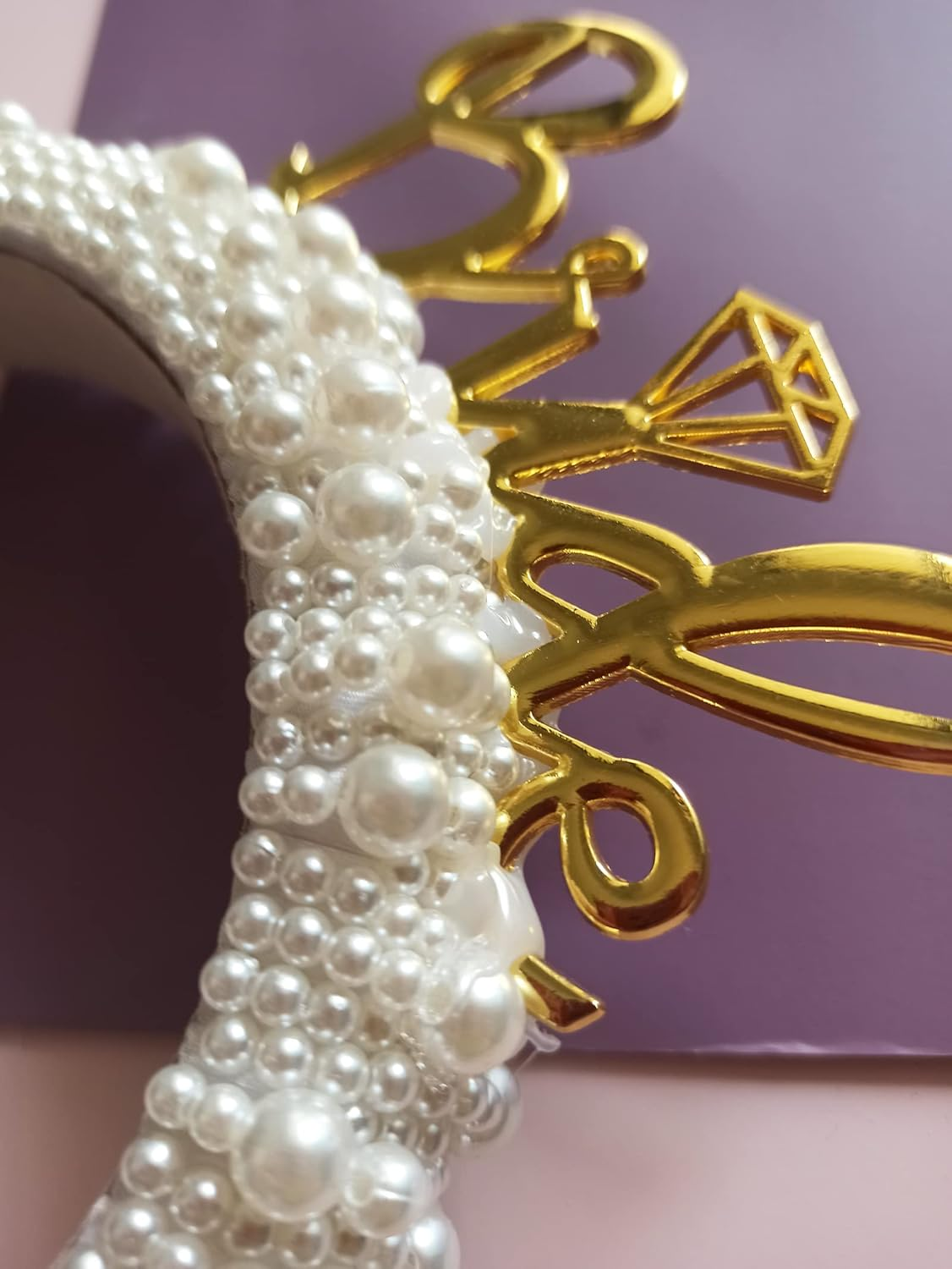 1 Pcs Faux Pearl Bride Beadband,Bachelorette Tiara Pearls Crown for Bridal Shower Wedding,Bride to Be Gifts,Hen Do image number 5