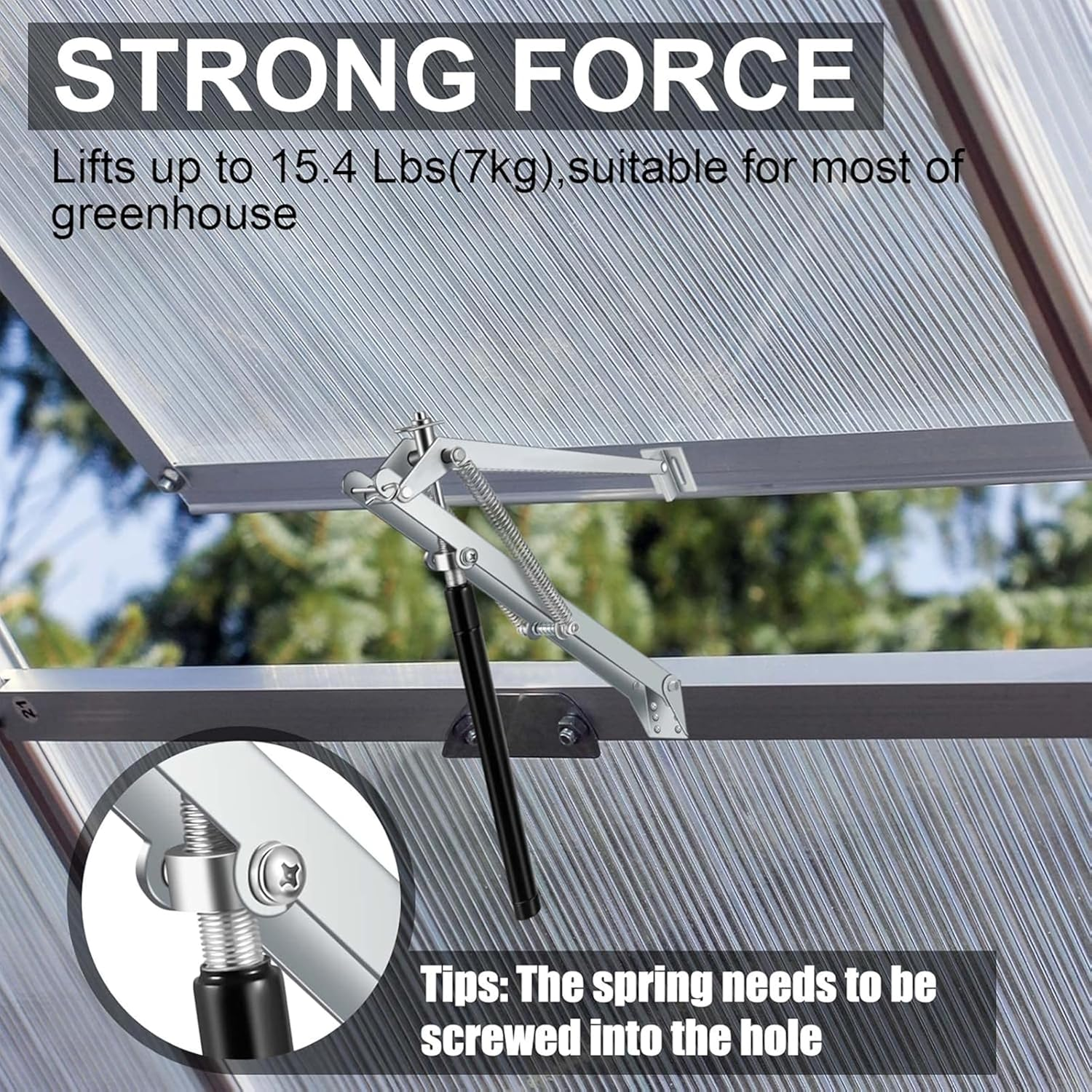 2 Pack Automatic Greenhouse Vent Opener,Solar-Powered Heat Sensitive Kit for Roof/Window,All Weatherproof,No Electricity Needed(Silver) image number 6