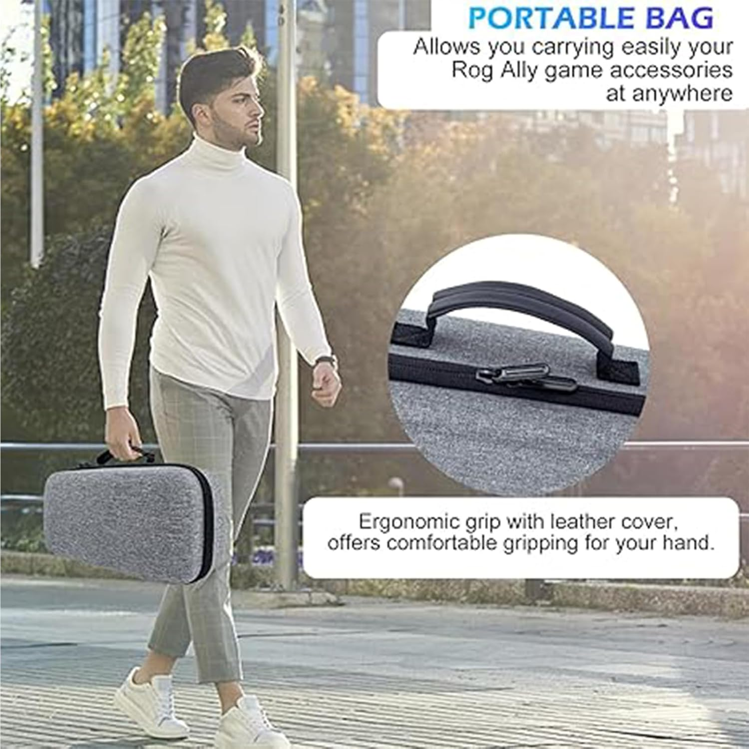 Carry Case Compatible with ASUS ROG Ally X/ROG Ally, Built-In Charger Storage & Slots, Portable Gaming Handheld Hard Case Protective Cover with Soft Inner Linner, Large Capacity Shockproof Bag (Black) - Black image number 3