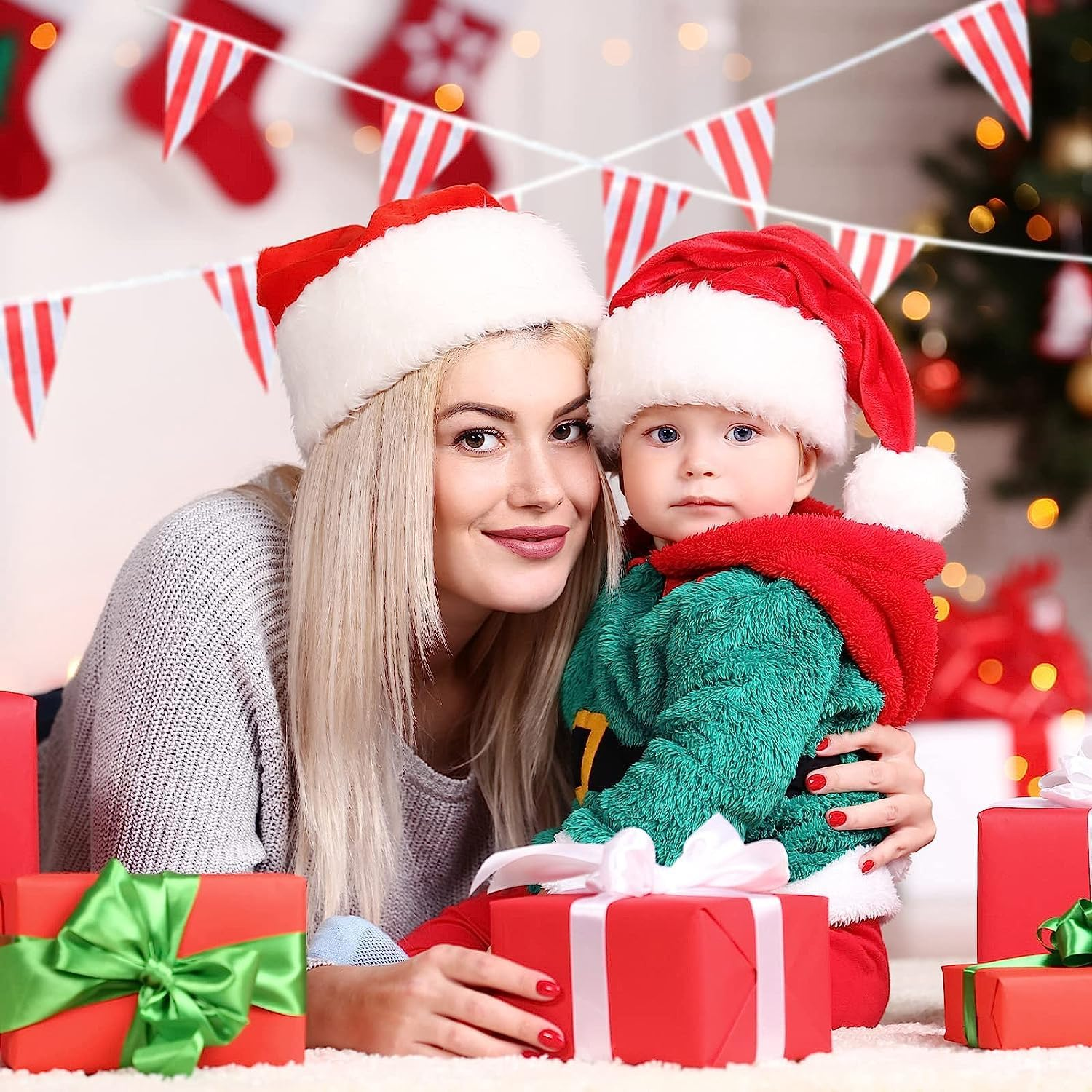 Red and White Pennant Banner Flags,100Ft 48 Pcs Large Bunting String Triangle Flags,Red White Striped Pennant Banner Flags Triangle Bunting Flags,Triangular Flag Banner Flag Pennant Banner Flags