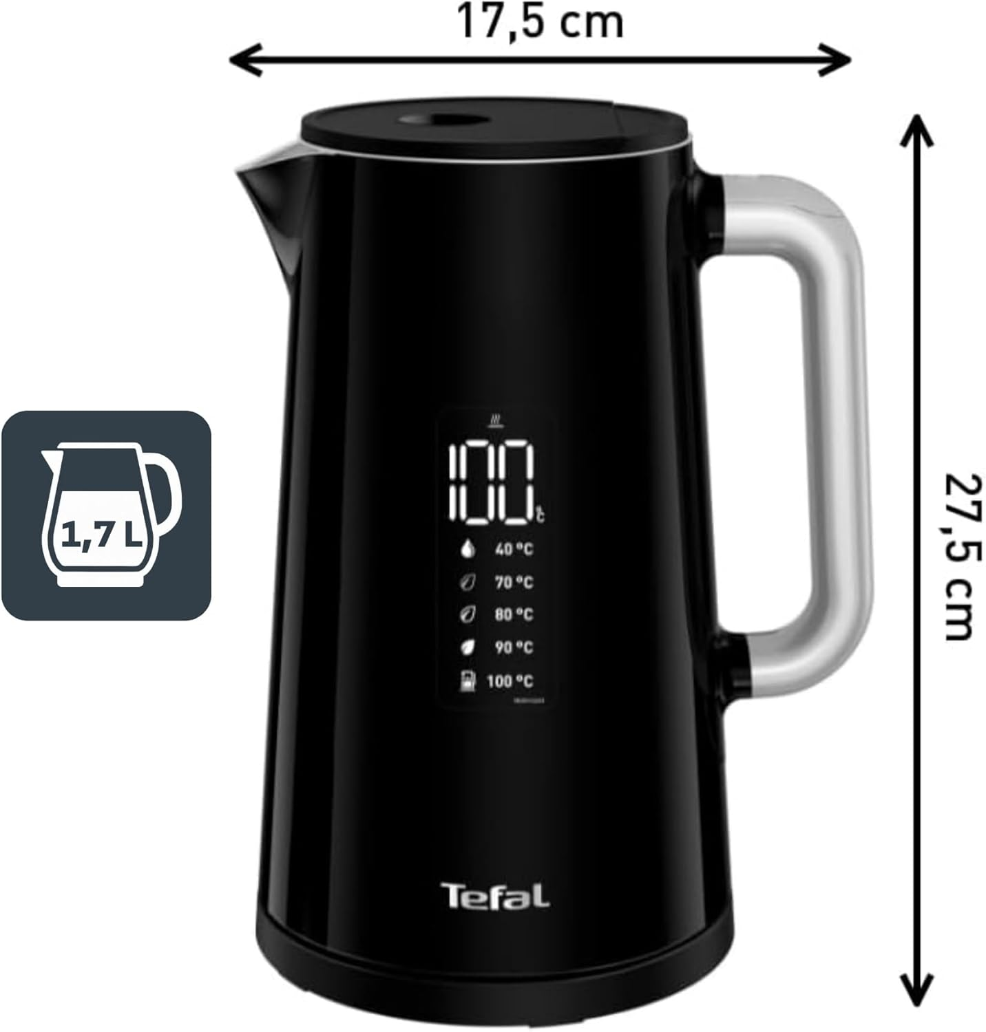 Tefal Smart & Light, Digital, 7 Positions, Black Electric Kettle image number 4
