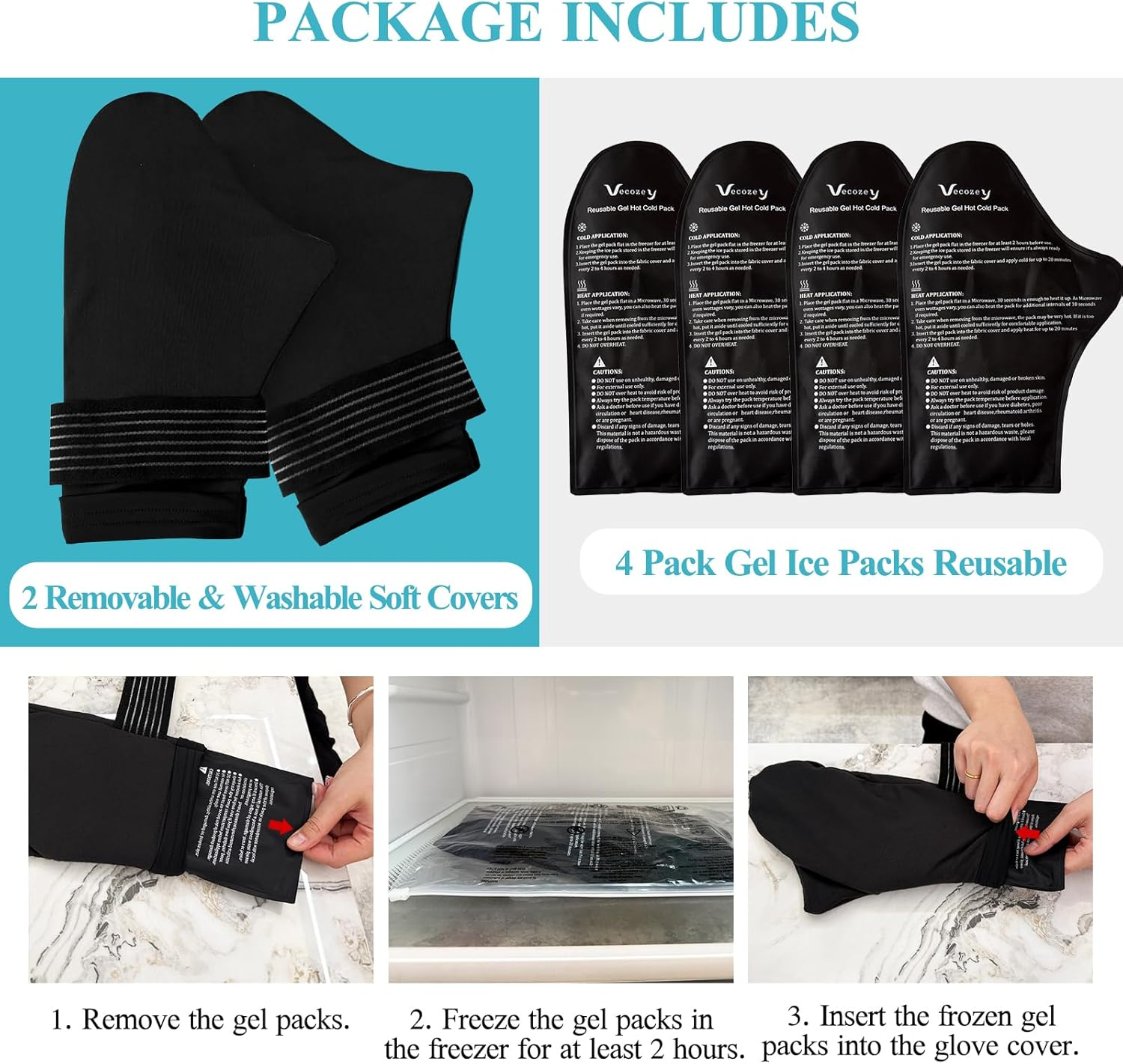 Hand Ice Pack Cold Gloves for Pain Relief and Chemotherapy Neuropathy, Reusable Gel Ice Gloves Cold Compress Cooling Gloves, 2 Reusable Gel Hot Packs for Hands, Carpal Tunnel image number 1