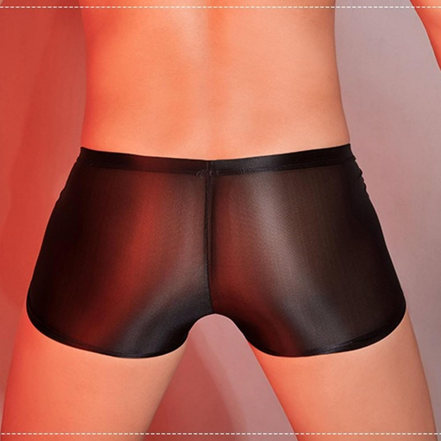 Men Underwear Sexy Mesh See through Trunks Solid Underpants Transparent Boxer Briefs Thin Low-Waist U-Convex, Black-3Pc, One Size