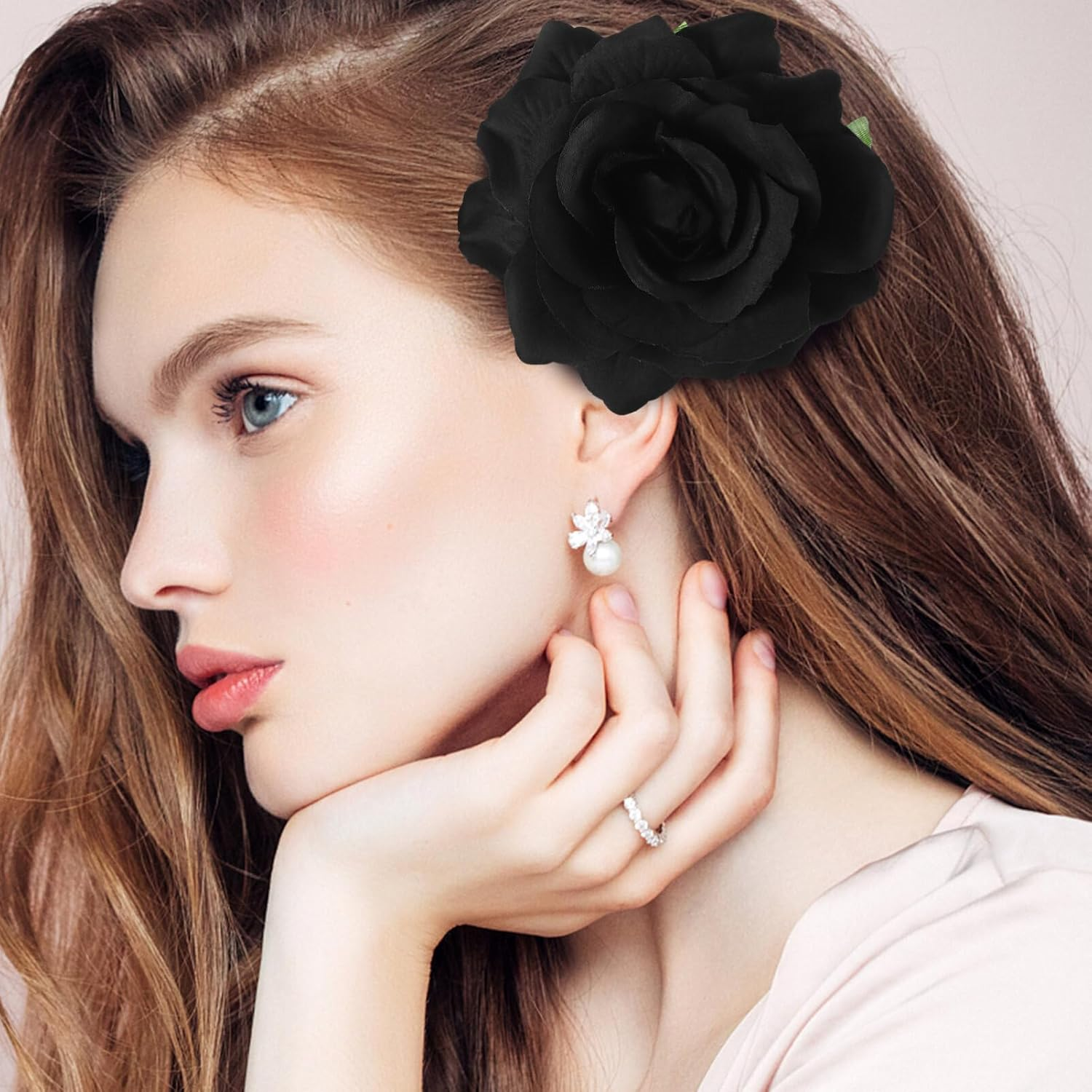 Beaupretty Flower Hair Clip Black Flowers Hair Clips Halloween Hair Clips Women'S Rose Flowers Hair Accessories Festival Halloween Hair Pin Pack of 4 image number 1