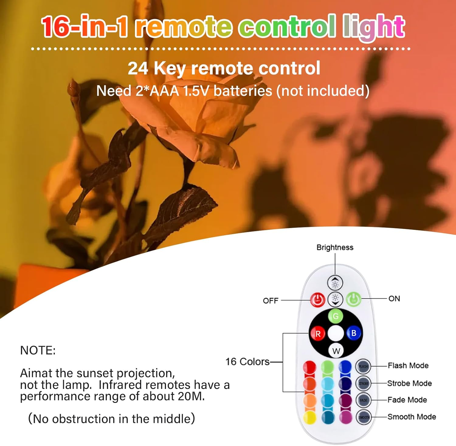 VIPMOON Sunset Lamp Projection with App Control 16 Colors Changing 360&deg; Rotation Sunset Projector Modern Floor Stand Night Light for Gift, Selfie, Bedroom, Photography, Party-Metal Aluminum image number 4