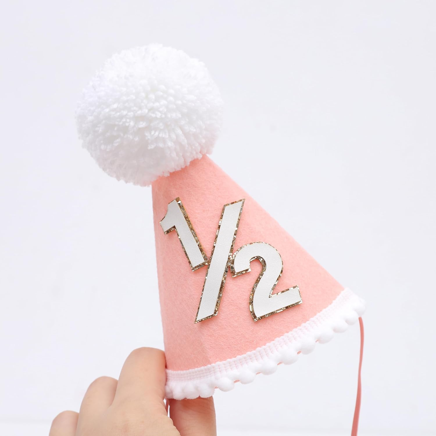 Half Birthday Hat -Baby 1/2 Birthday Cone Hat,Six Months Decorations,Party Hat Outfit for Girls/Boys - Blue image number 3