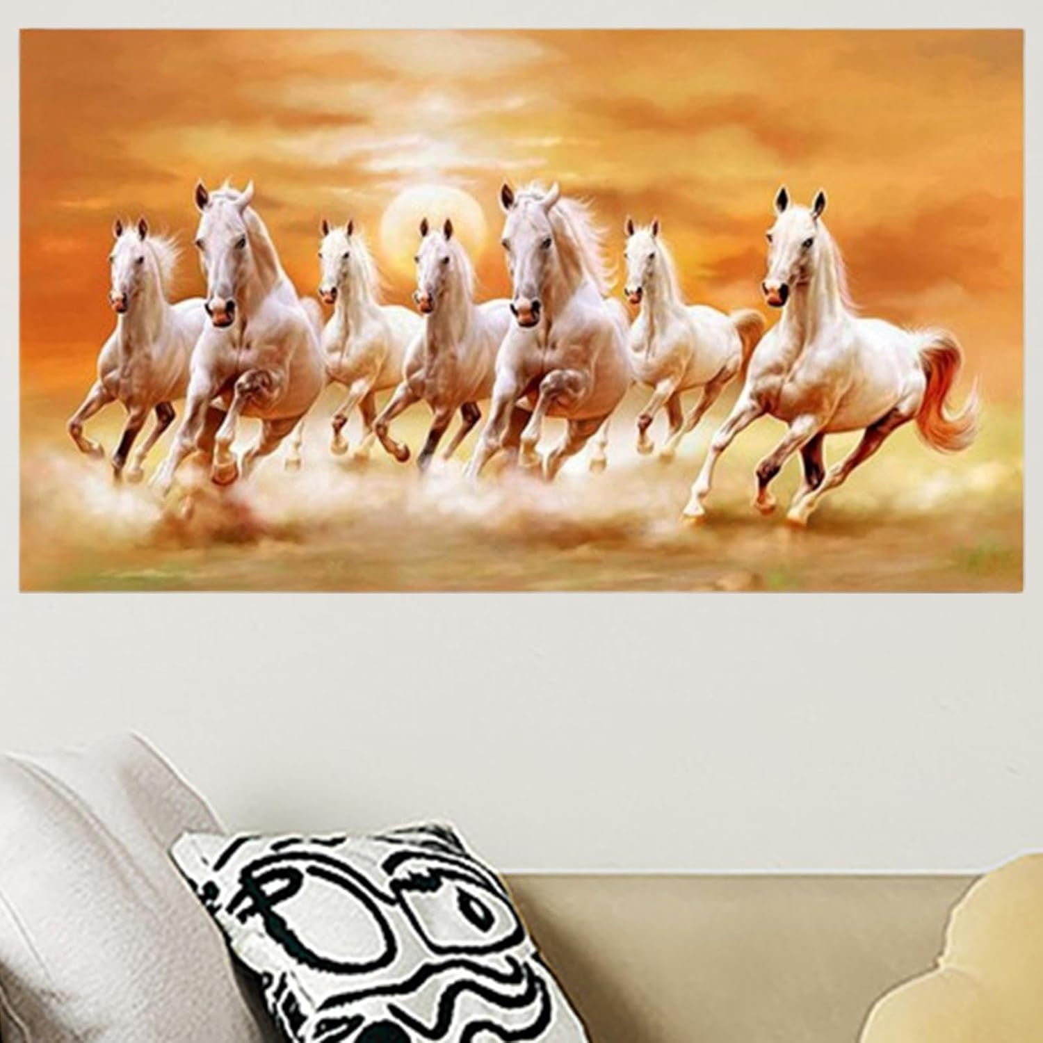 Perfk Seven Horses Picture Canvas Print 7 Running Horses Painting Wall Decor Gift Artwork Print Picture Painting for Wall Farmhouse, S image number 3