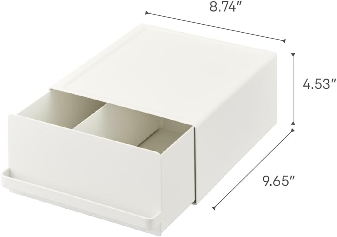 Yamazaki 2018 Kitchen Appliance Rack with Drawers, White, Approx. W 8.7 X D 10.8 X H 4.5 Inches (22.2 X 27.5 X 11.5 Cm) (Including Handles), Tower Slide Shelf, Storage for Small Items, Tea Pack Storage image number 4