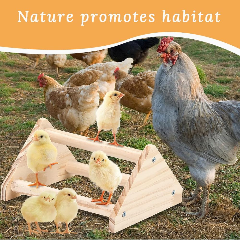 Grouse Perch with Mirror, Wooden Stand for Small Birds, Chicken Training Toys, Jungle Gym Perch for Small Birds, Parrots, Macaws, Chicks, Chicken Coop, Brooders image number 5