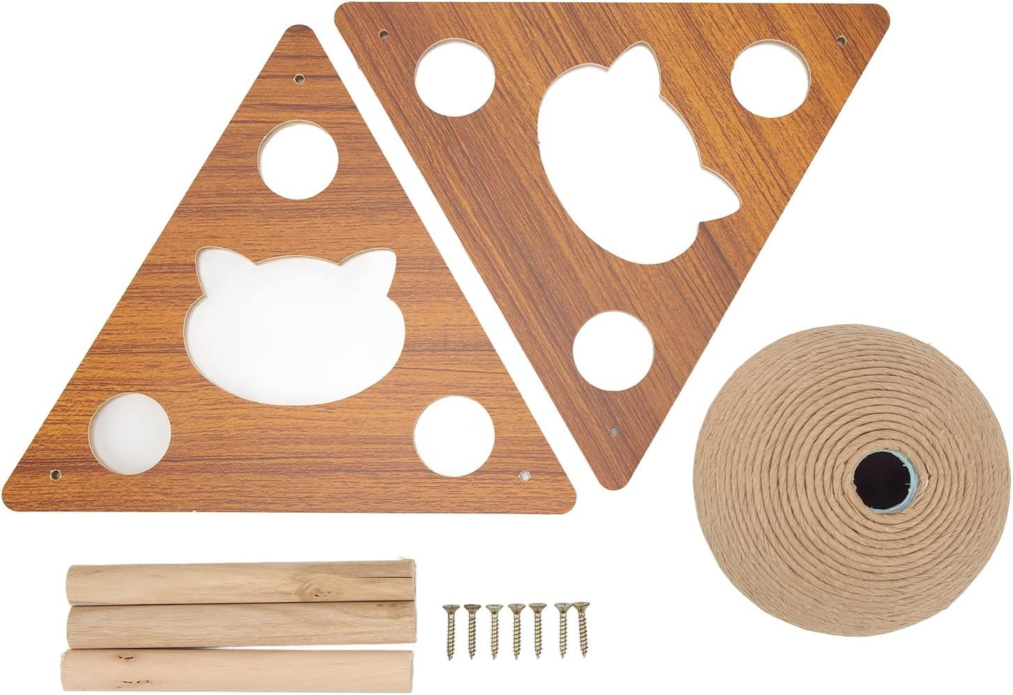 Cat Scratcher Toy, Sisal Cat Scratching Ball Cat Scratcher Toy with Ball, Interactive Solid Wood Scratcher Pet Toy Scratching Ball for Cats and Kittens (S) image number 1