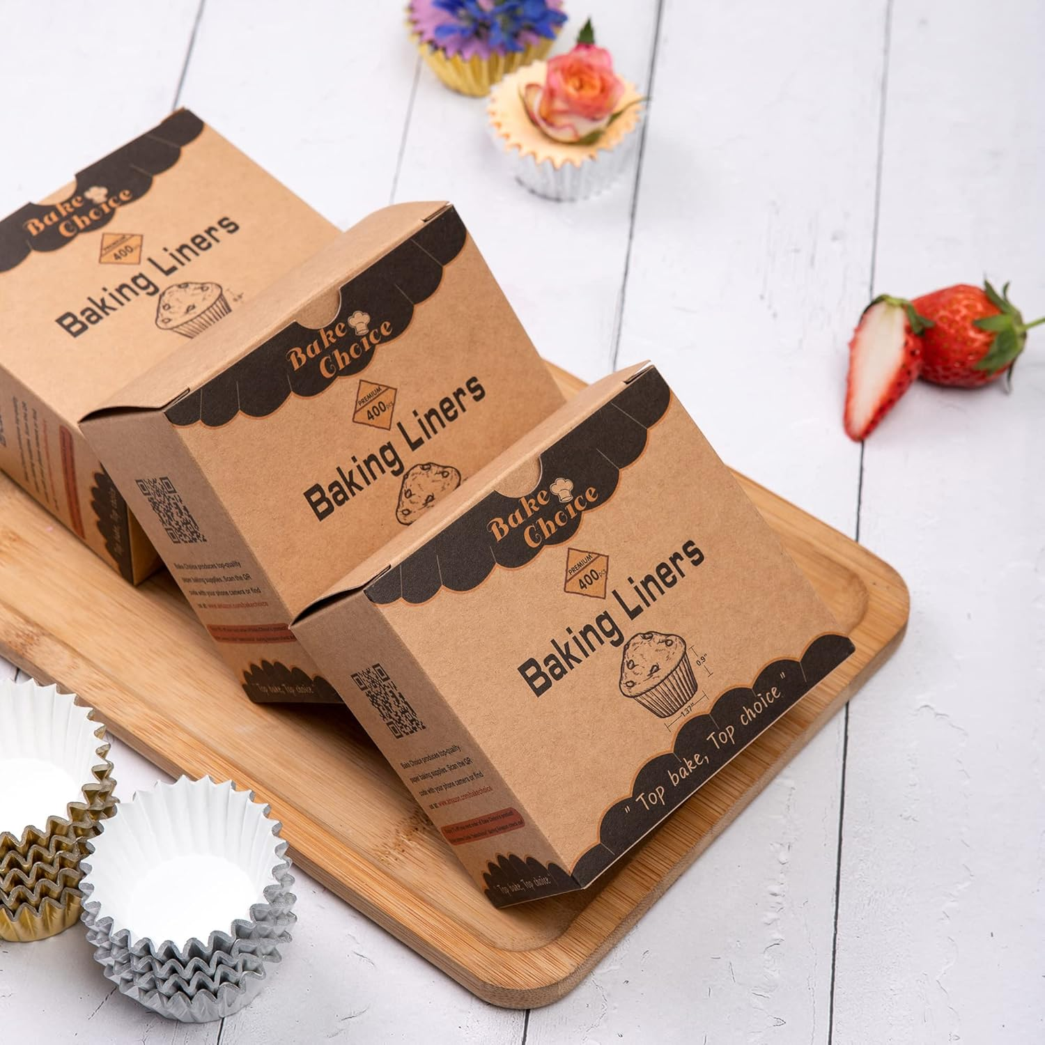 400 Pcs Gold Mini Cupcake Liners,Non-Stick Mini Size Foil Muffin Liners,For Christmas Decorations image number 3