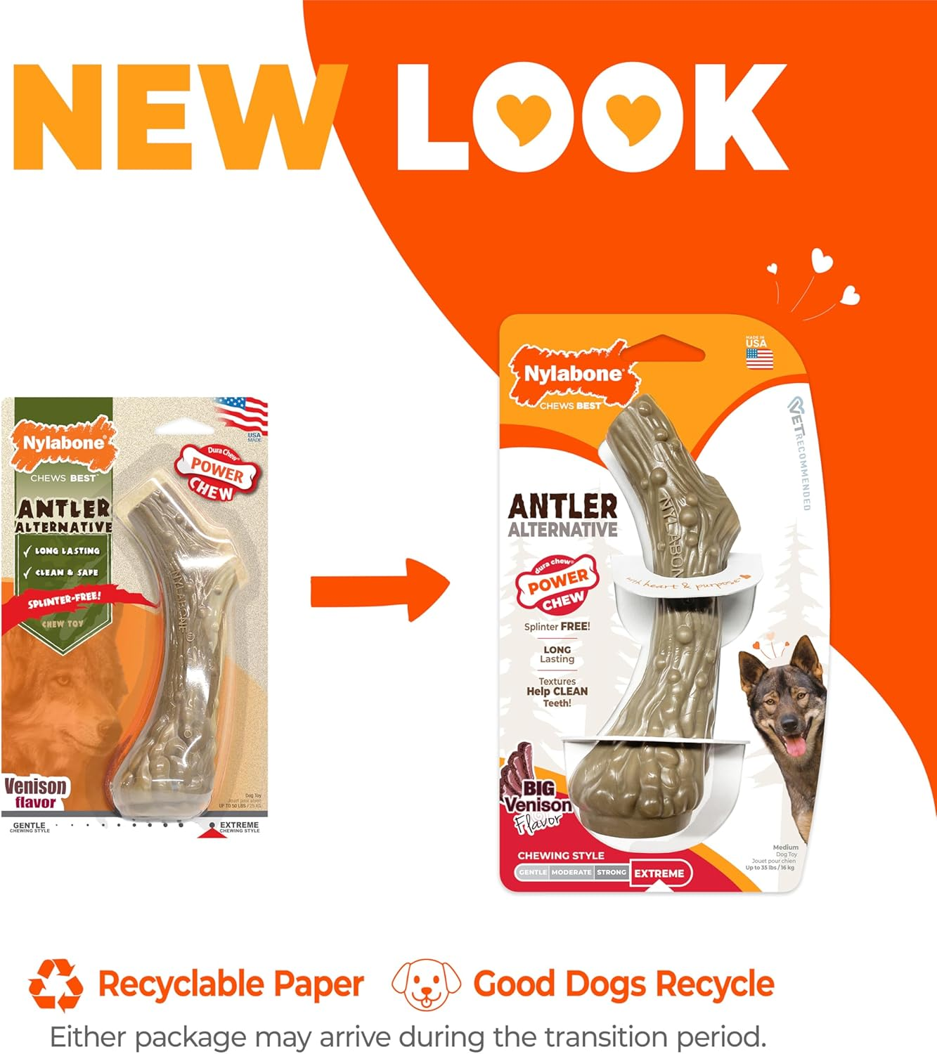 Nylabone NAN103P Power Antler Alternative Venison Chew Toy, White image number 4