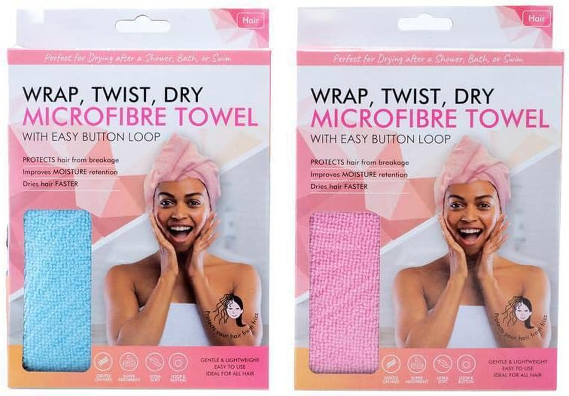 Microfiber Drying Hair Towel Twist and Dry Towel - Pink & Blue Soft image number 6