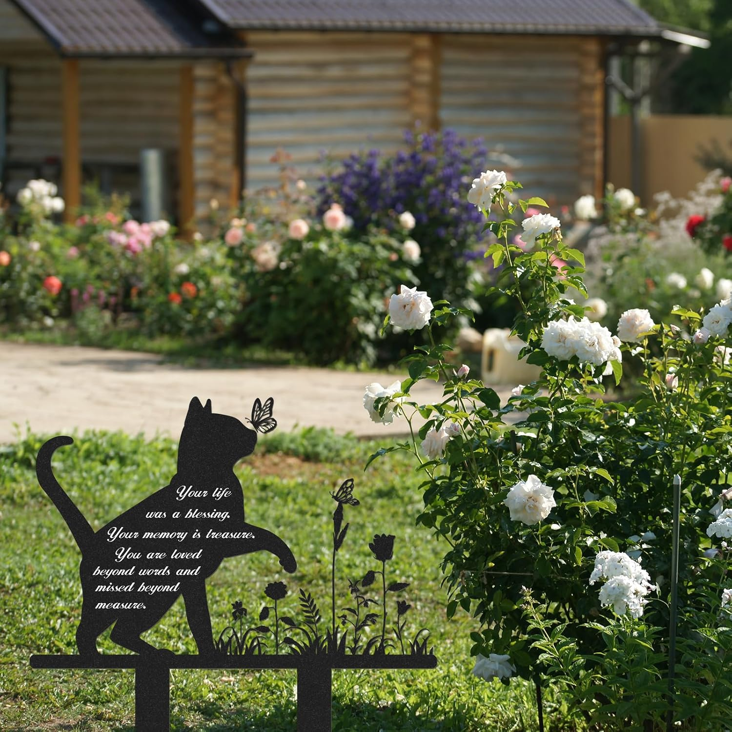 Rngmsi Memorial Pet Grave Markers - Metal Cat Garden Stake Cat Memorial Plaque Cat Grave Marker Cemetery Outdoors Waterproof Grave Stakes Plaque Pet Headstone Memorial Grave Markers(13.4 X 12 In) image number 6