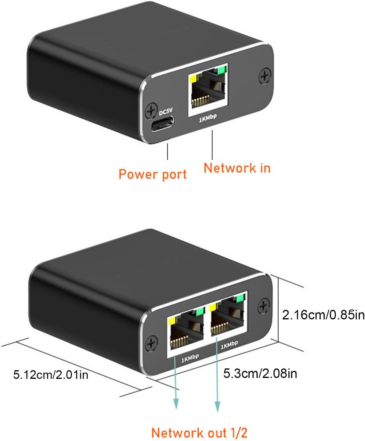Ethernet Splitter Adapter - 1 to 2 Gigabit Internet | 1000Mbps Ethernet Splitter High Speed, Gigabit Unmanaged Ethernet Network Hub, LAN Splitter for Cat 5/5E/6/7/8 Cable Buniq image number 6