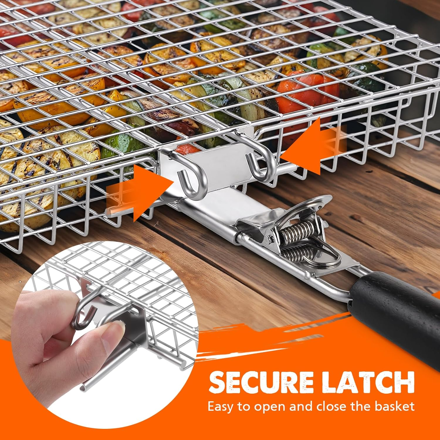 Grill Basket Set, 2Pcs BBQ Grilling Baskets for Outdoor Grill with Removable Handle, Stainless Steel Camping Cooking Grill Accessories for Chicken, Fish, Vegetable, Steak Etc image number 3