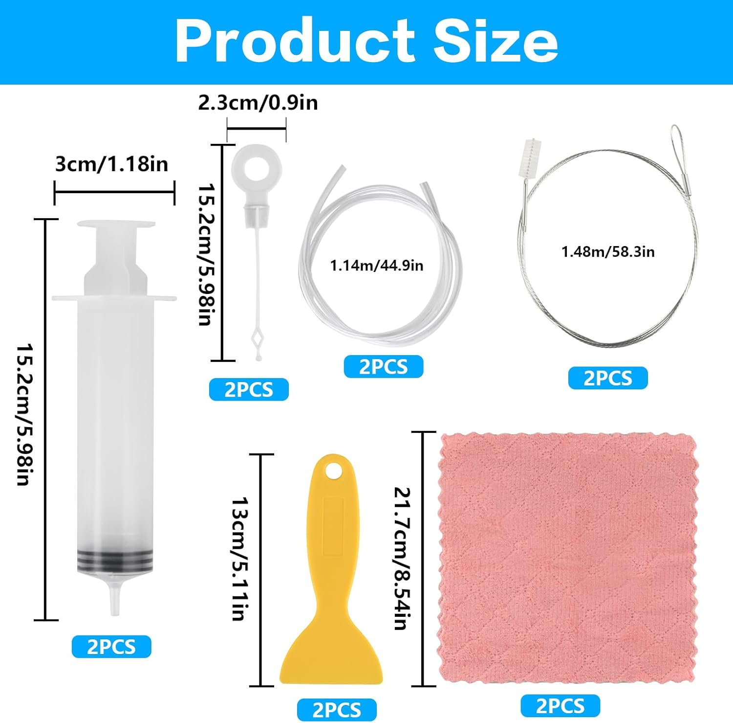 12 Pcs Fridge Drain Hole Cleaning Tools, Refrigerator Drain Hole Cleaning Tool Kit, Fridge Cleaner Syringe and Tube Brush for Kitchen Water Pipe Dredger Blockage Dredgingdrain Unblocker Tools Kit image number 3