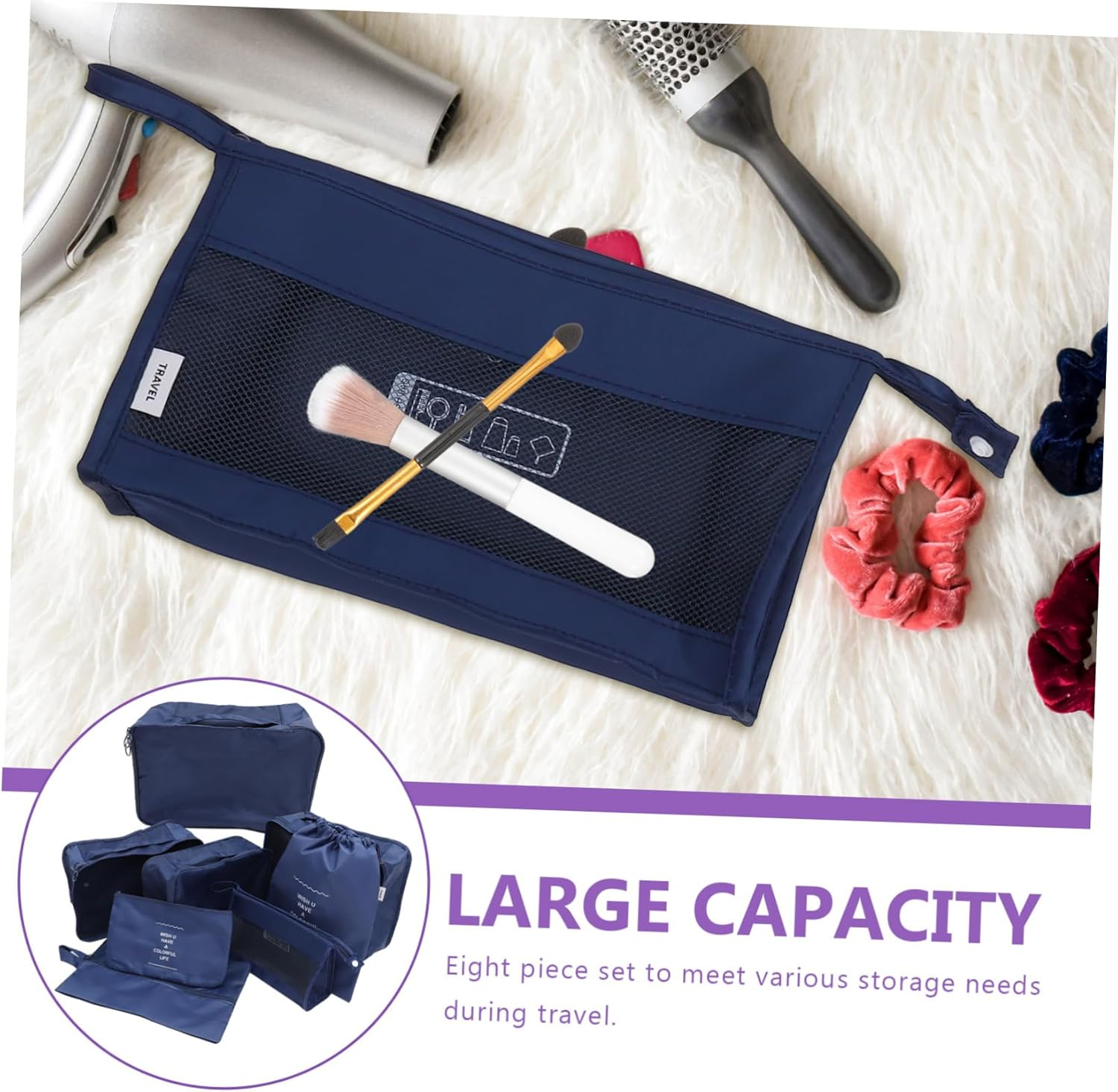 Beavorty Travel Organiser Bag Includes Packing Cubes Underwear Bags Shoe Toiletry Storage Luggage Packing Cubes for Travel image number 6