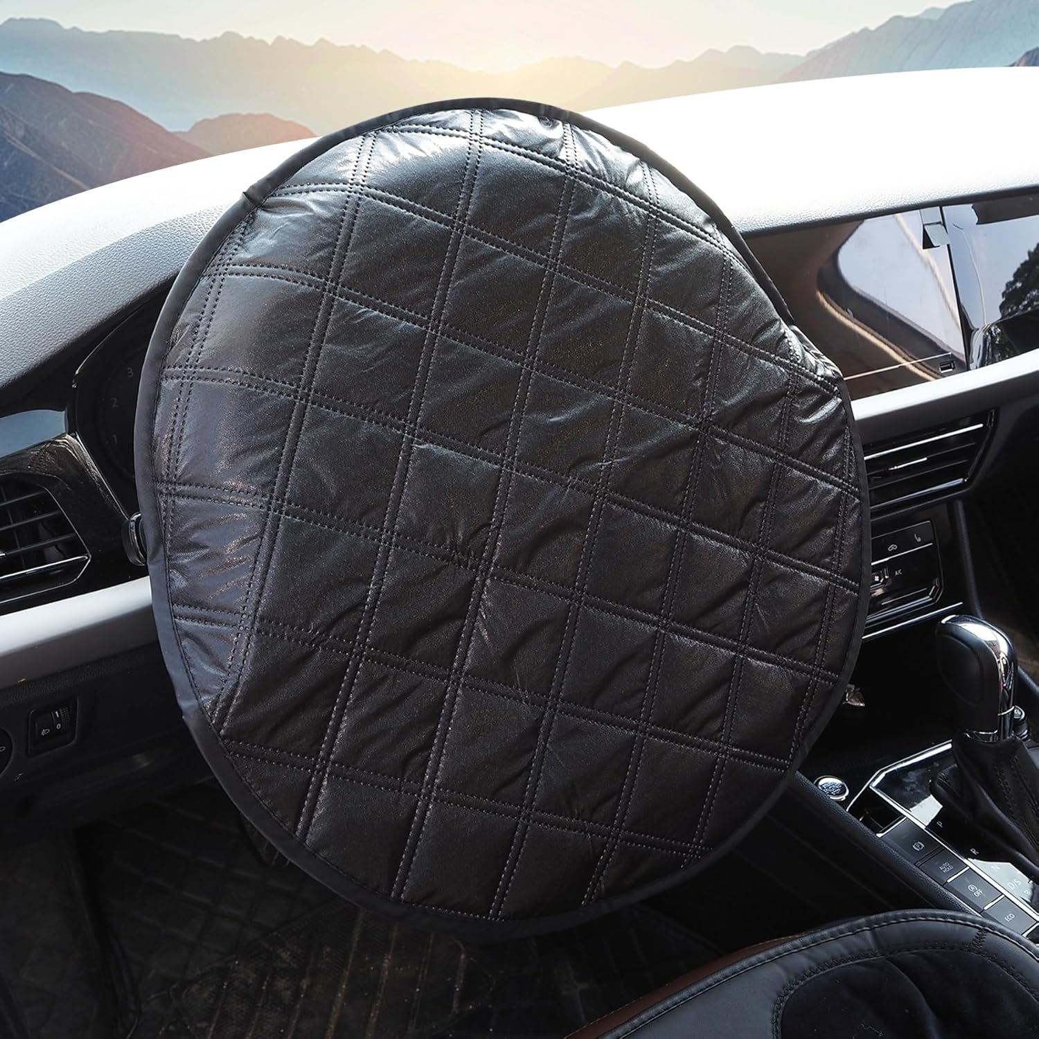 Car Steering Wheel Sun Shade Cover, Universal Steering Wheel Sun Block Anti-Heat UV Rays Block Aluminum Foil Sunshade Cover, Reflective & Foldable Interior Accessories for Sedan SUV Truck RV (Silver)