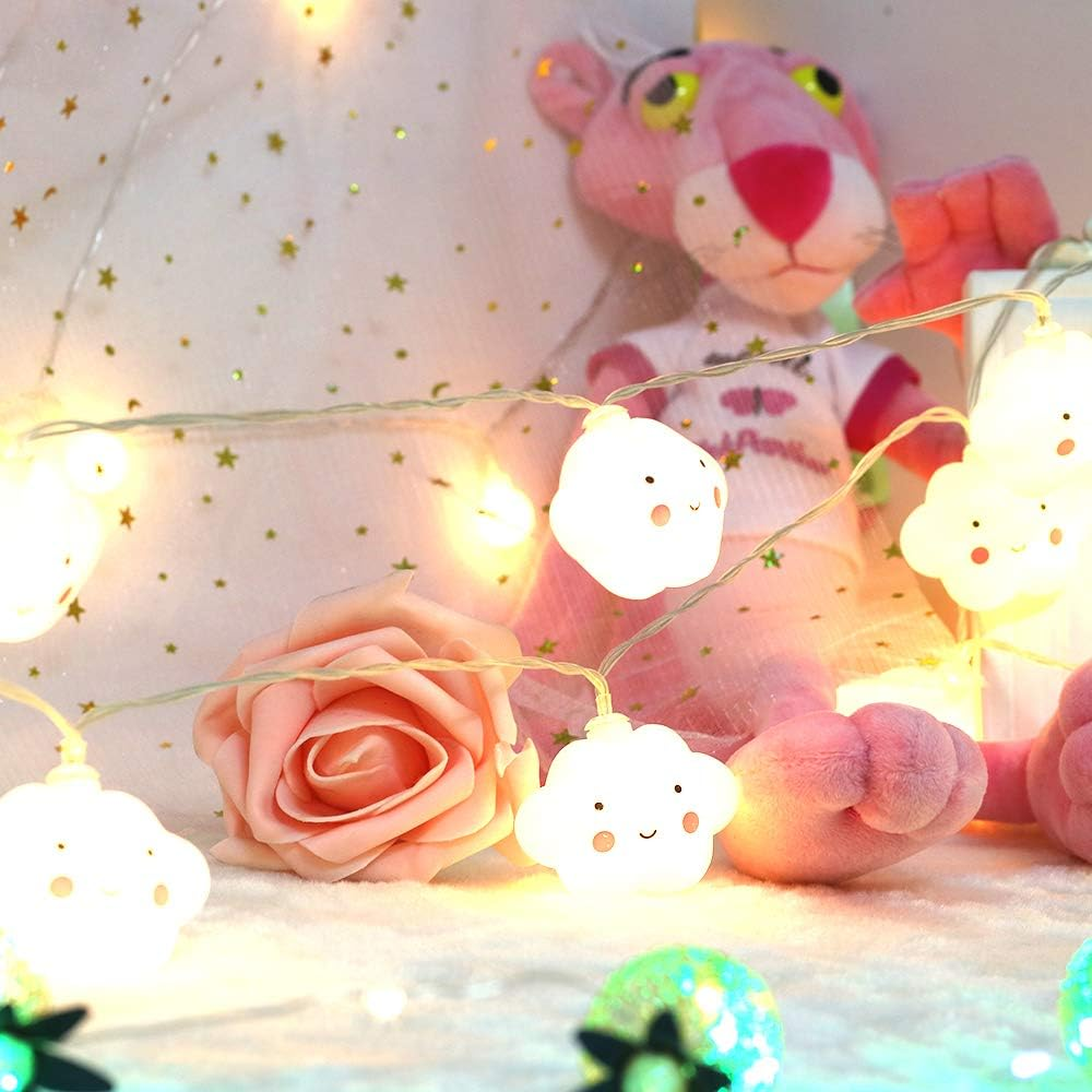 Ghost Baby Kids Cute Cloud with Face Shape Lamp Room Light Corridor Decor Small Night Light (White) Halloween Christmas Holiday String Lights 20 Lamps with Battery Powered Party Classroom Decor image number 4
