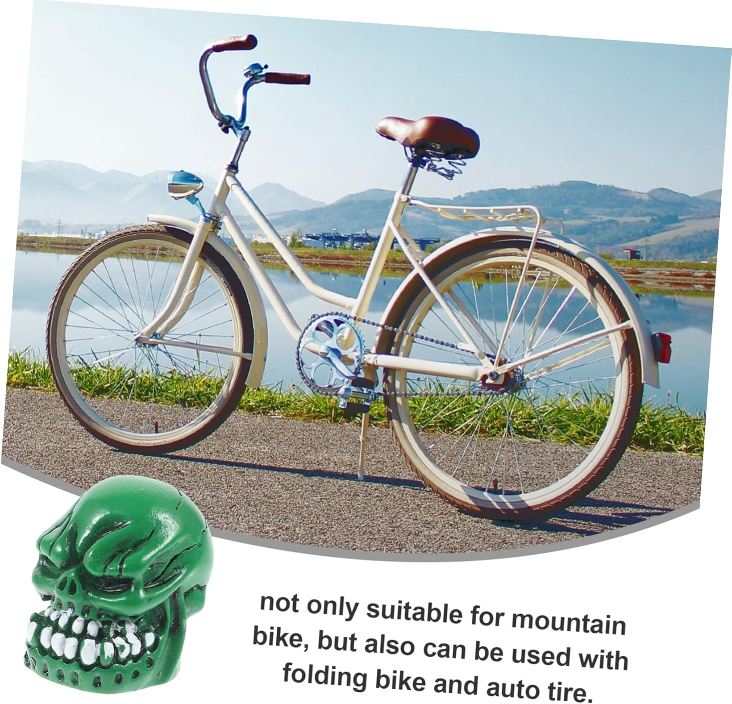 BESPORTBLE 4Pcs Green Skull Valve Caps Decorative Tire Valve Stem Caps Replacement for Car, Motorcycle Bicycle Wheels Automotive Accessories