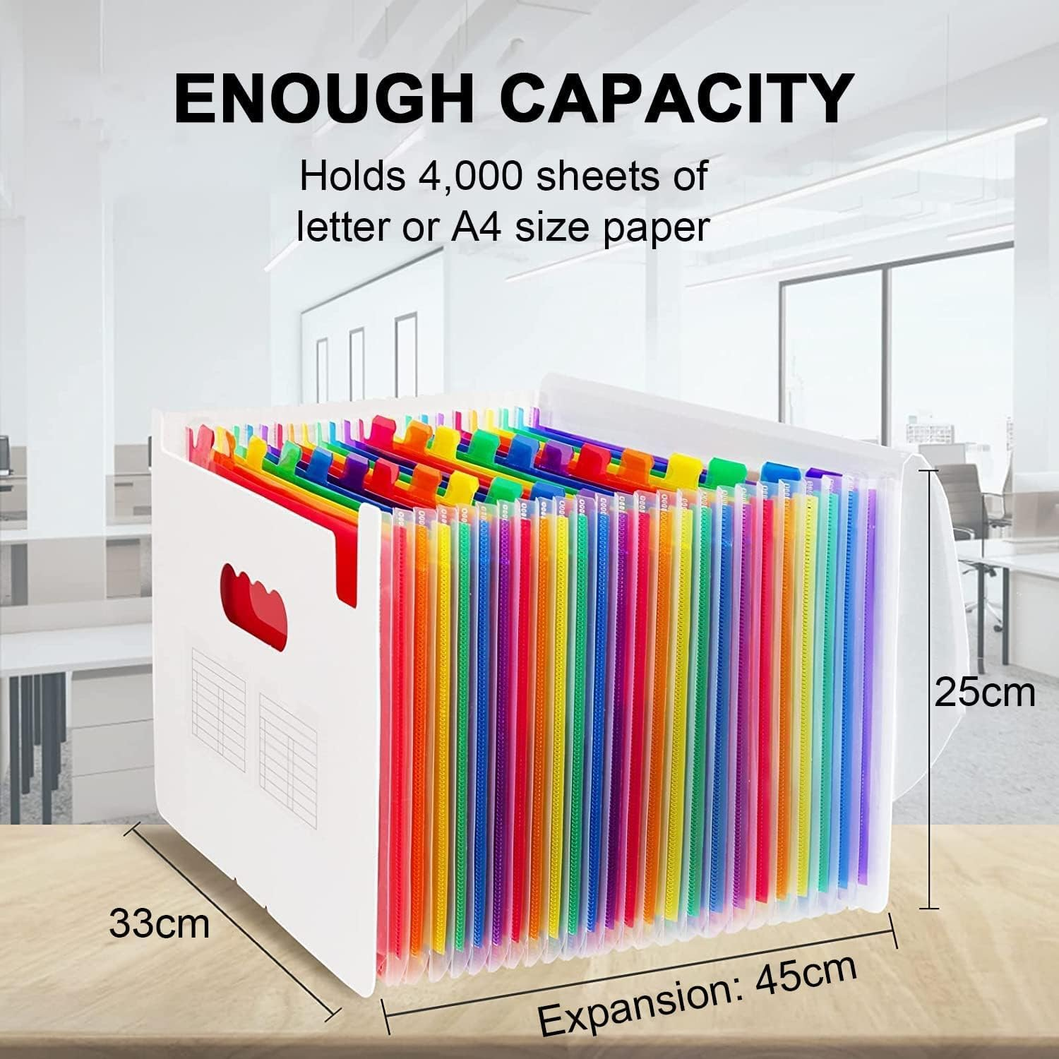 GIOD Accordion File Organizer, Expandable Folder with Cover 24 Pockets,Portable File Organizer Box with Color Labels to Store and Hold Documents,Tickets,Receipts,Cards,A4 Stationery Standard (White) image number 1