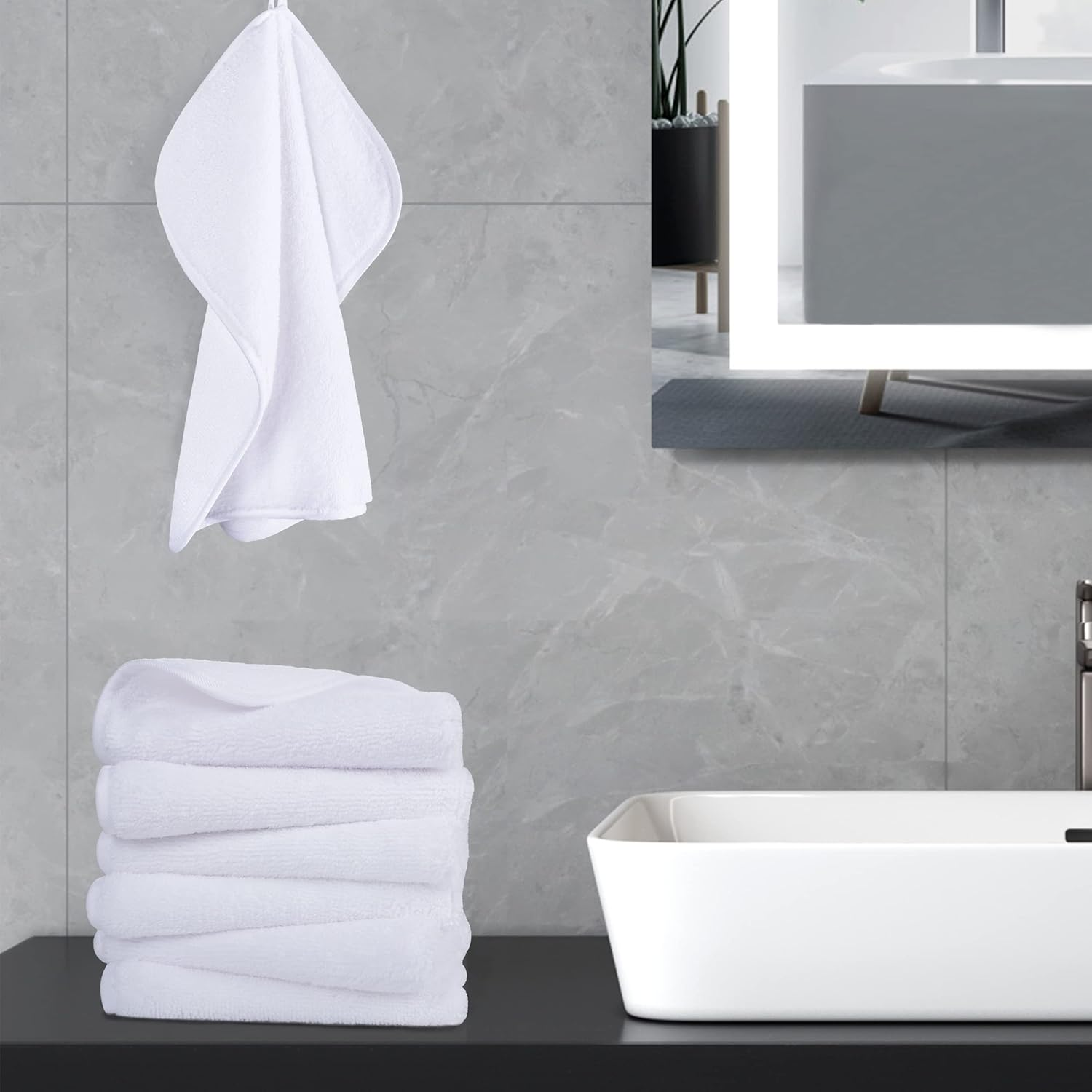 POLYTE Premium Lint Free Microfibre Washcloth Face Towel, 33 X 33 Cm, Set of 6 image number 2