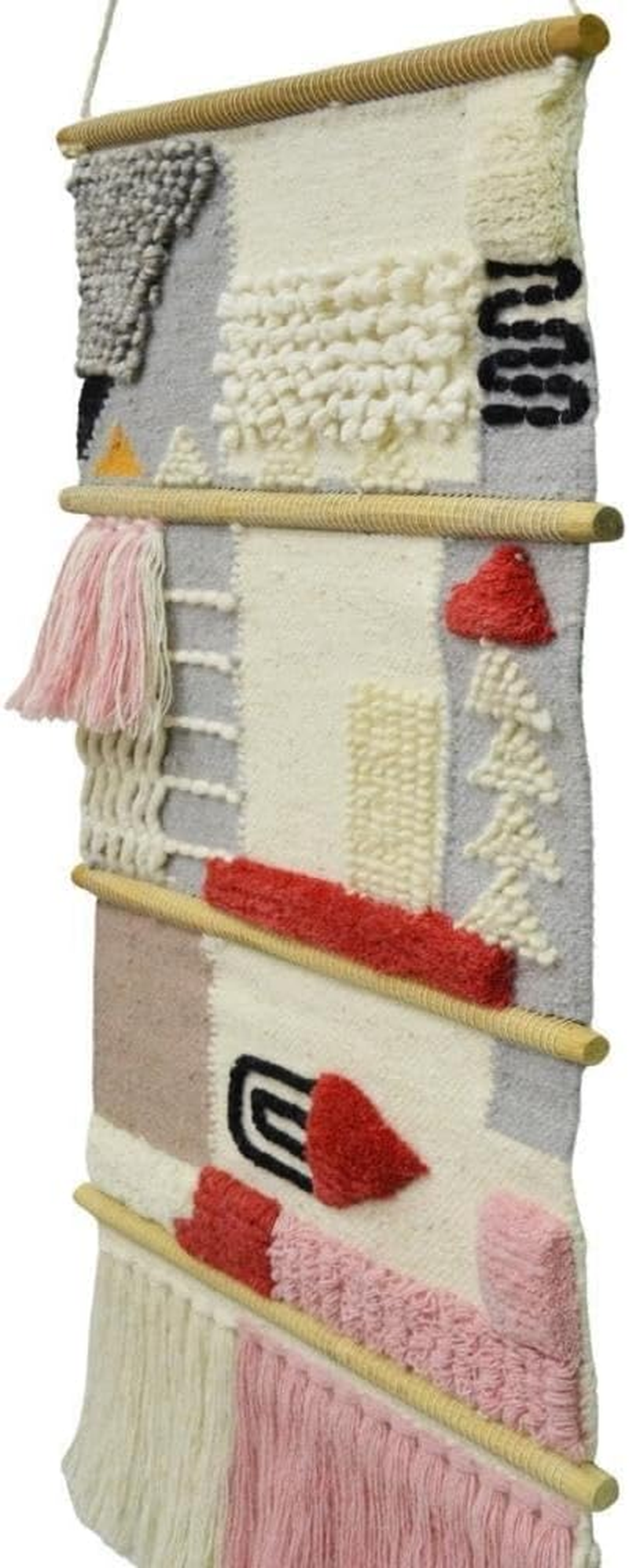 Rug Club AD20 Artisan Decor Handwoven Woollen Wall Hanging, 50 Cm X 100 Cm Size, Pink/Multicolour