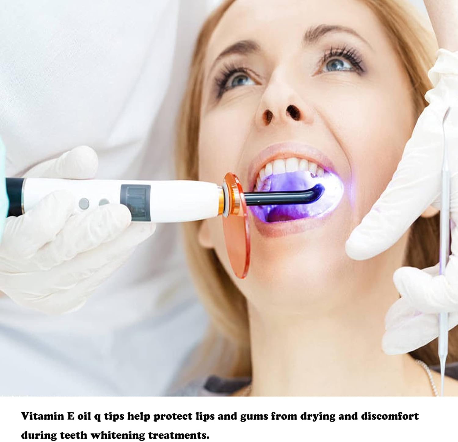 Teeth Whitening Vitamin E Oil Q-Tip Applicators to Moisturizing & Healing Lip and Gum during , Smooth Skin & Improve Skin Resistance 100 Pack image number 1