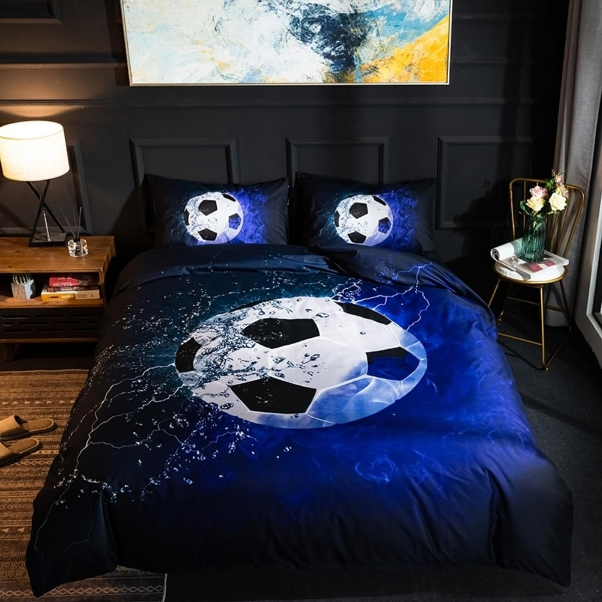 Costume Bay 3D Sports Bed Duvet Cover Set Football Basketball Soccer Various Designs Perfect for Teens and Adults Bedroom Decor (Soccer, S) image number 4
