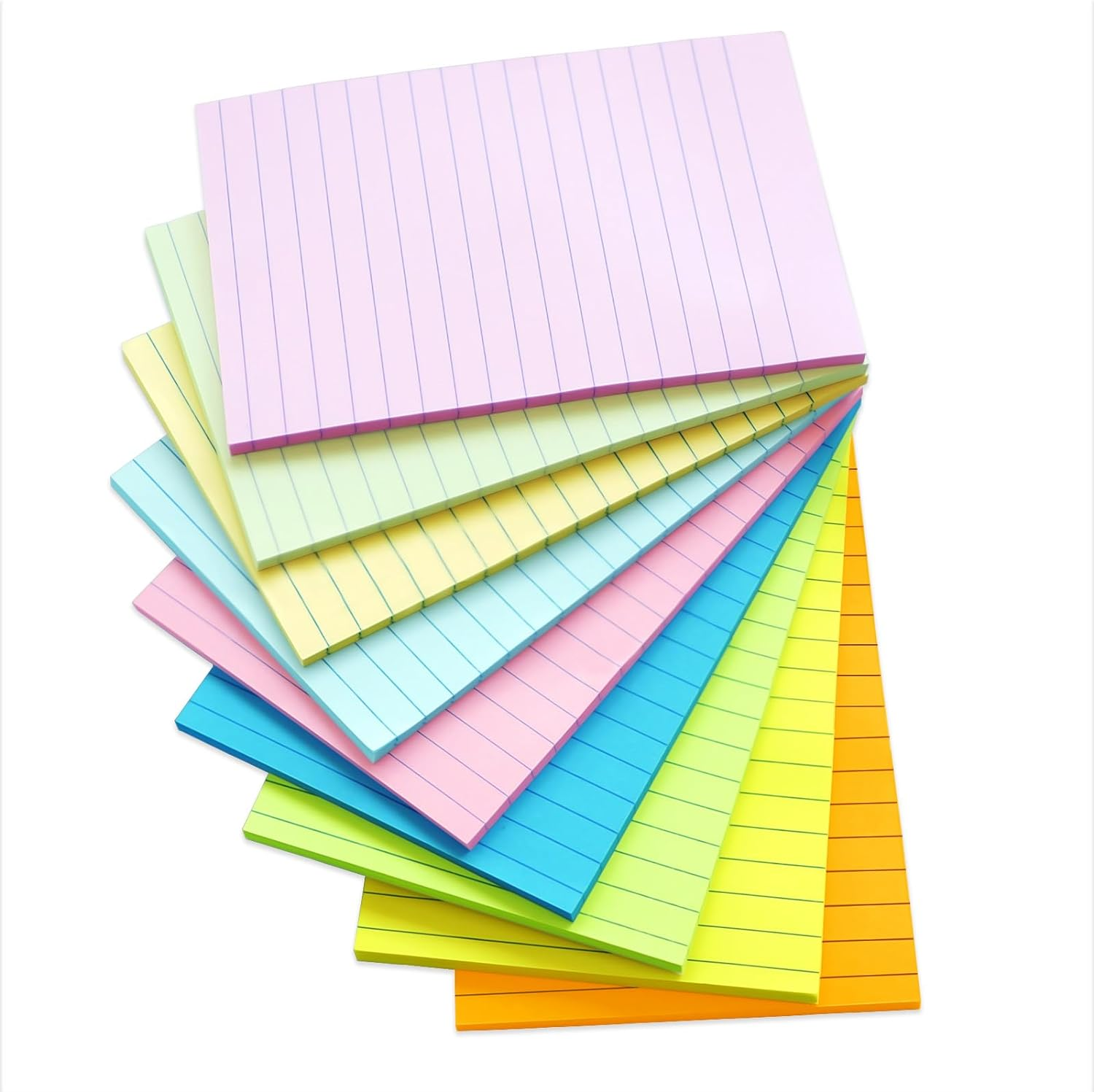 9 Pack Lined Sticky Notes 4X6, 9 Pastel Colors, 315 Sheets, Super Sticking Power, Office, Home, Notebook image number 6