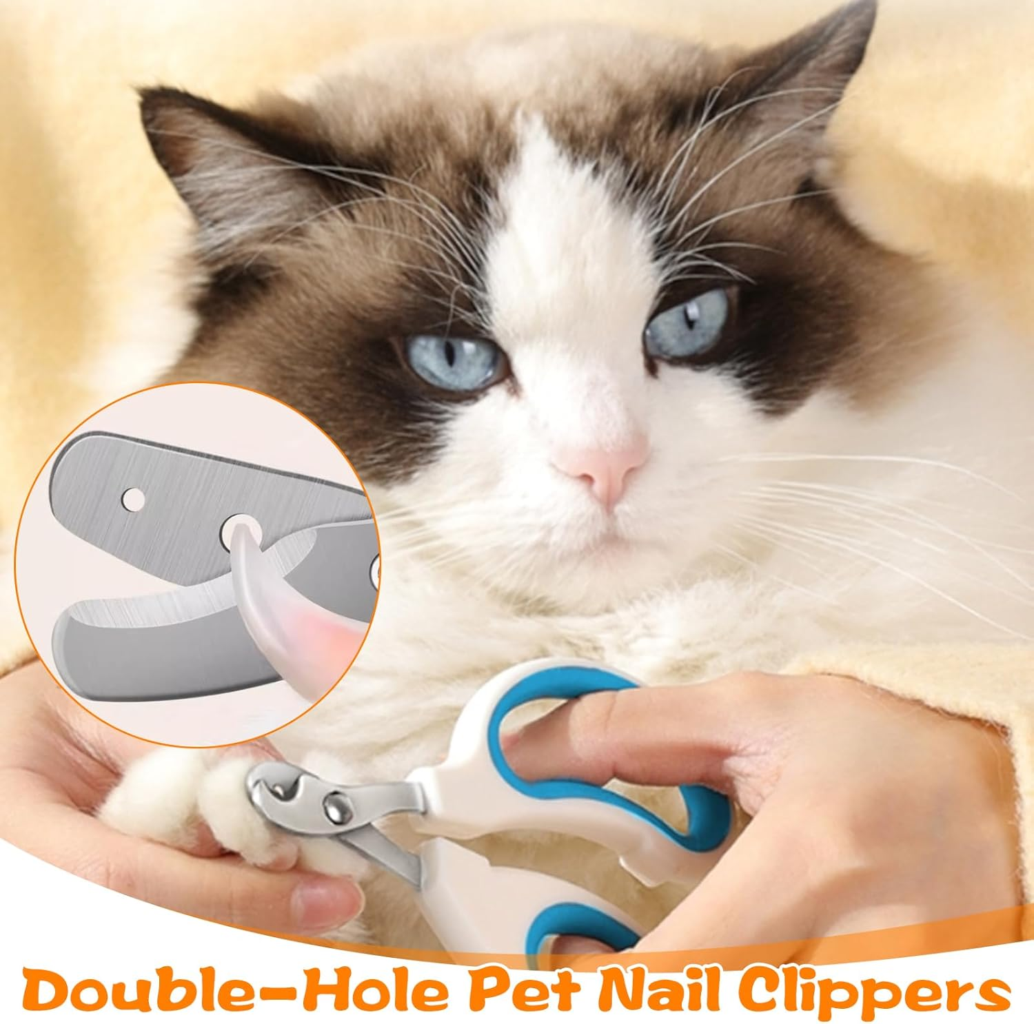2 Pcs Cat Nail Clipper & Cat Claw Trimmer Set - Dual Hole Design for Safe & Precise Grooming, Professional Cat Claw Clippers for Cats, Kittens, Dogs, Puppies, Rabbits, Birds & Hamsters image number 5