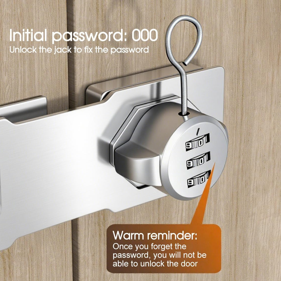 OZSTOCK 2X Mechanical Password Lock Hasp &ndash; Keyless 3-Digit Combination Cabinet Lock, Zinc Alloy Drawer & Mailbox Security Lock with Screws for Doors, Lockers, Office & Home Storage image number 6