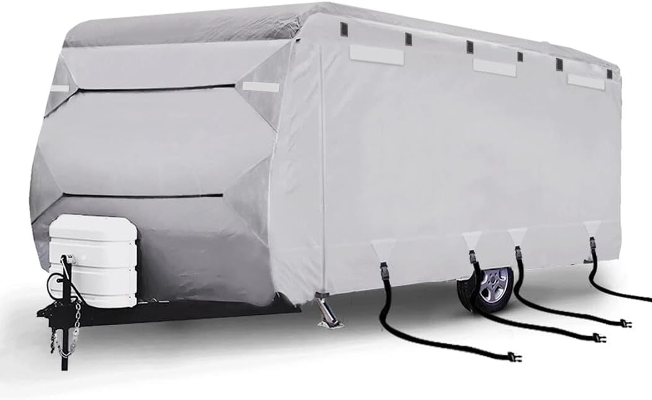 Caravan Cover 4 Layer Campervan UV Resistant Waterproof All-Weather Campervan Cover with Straps & Storage Bag (22-24FT) image number 2