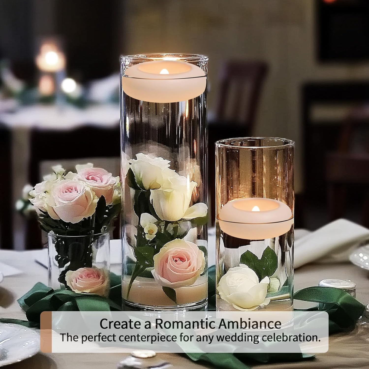 Neween 6Pcs Flameless LED Floating Candles Battery Operated, 120+ Hours Glow Time, 7 Cm Dia White Plastic Tealights, Cozy Light for Romantic Pool/Bathtub/Hot Bath/Wedding Centerpiece Decor image number 4