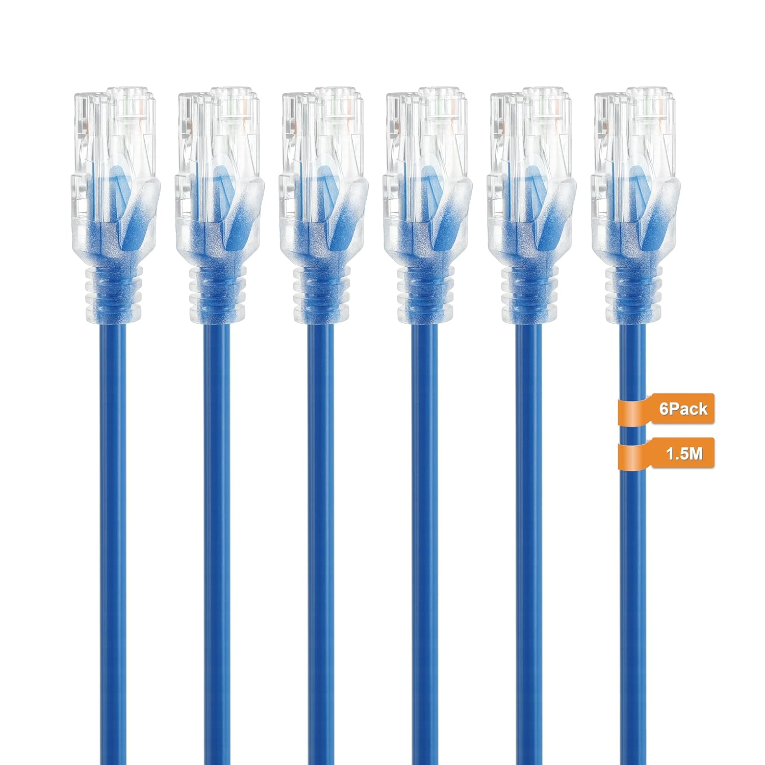 Tecmojo Cat 6A Ethernet Cable, 1M Patch Cable 6 Pack 28AWG Ultra Thin 10 Gbps RJ45 Pure Copper Core LSZH Network Patch Cord for Router Modem Patch Panel Faster than Cat6 Cat 5E and Cat 5, Orange