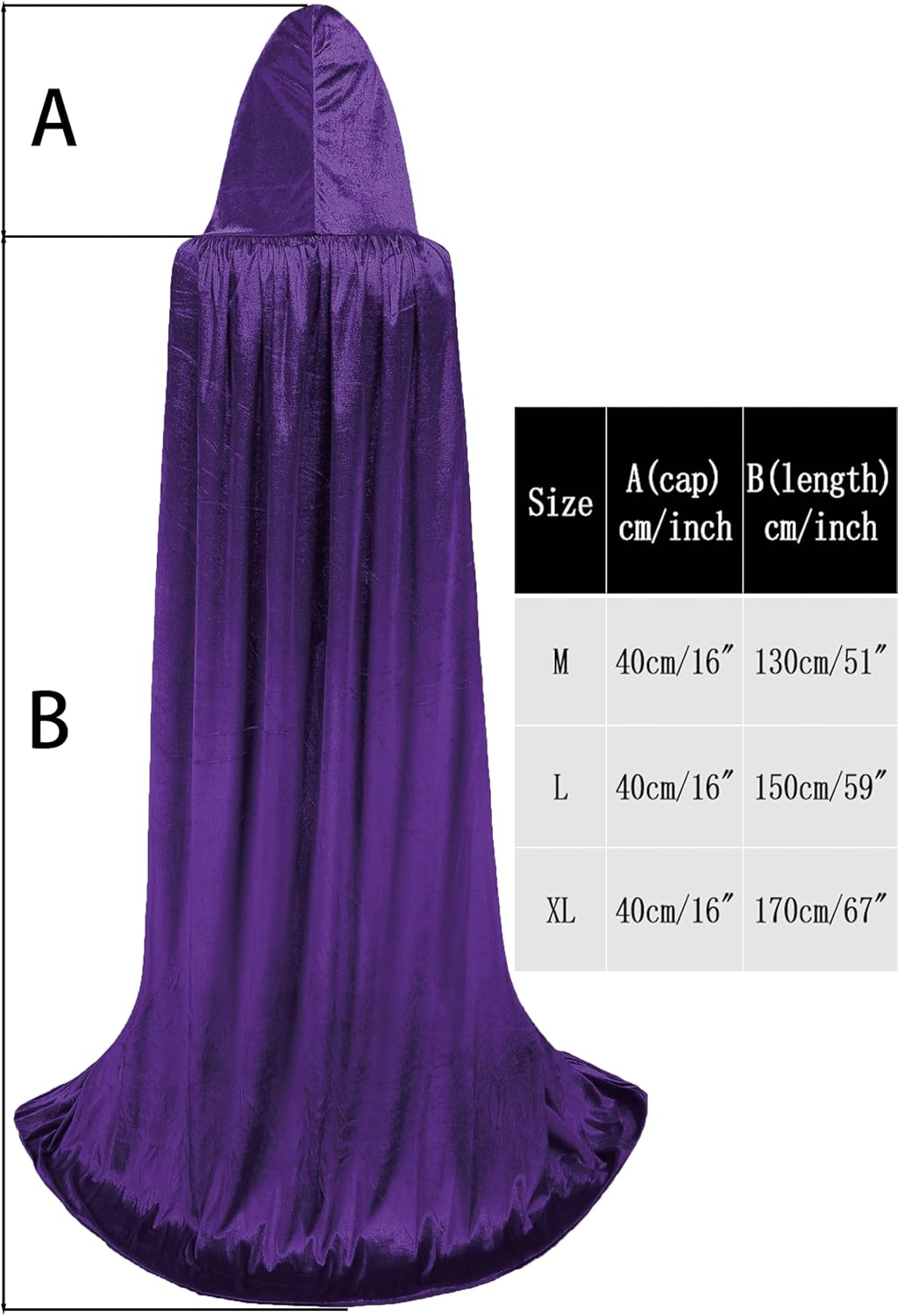 Unisex Hooded Cloak Long Velvet Cape for Halloween Christmas Cosplay Costume image number 2
