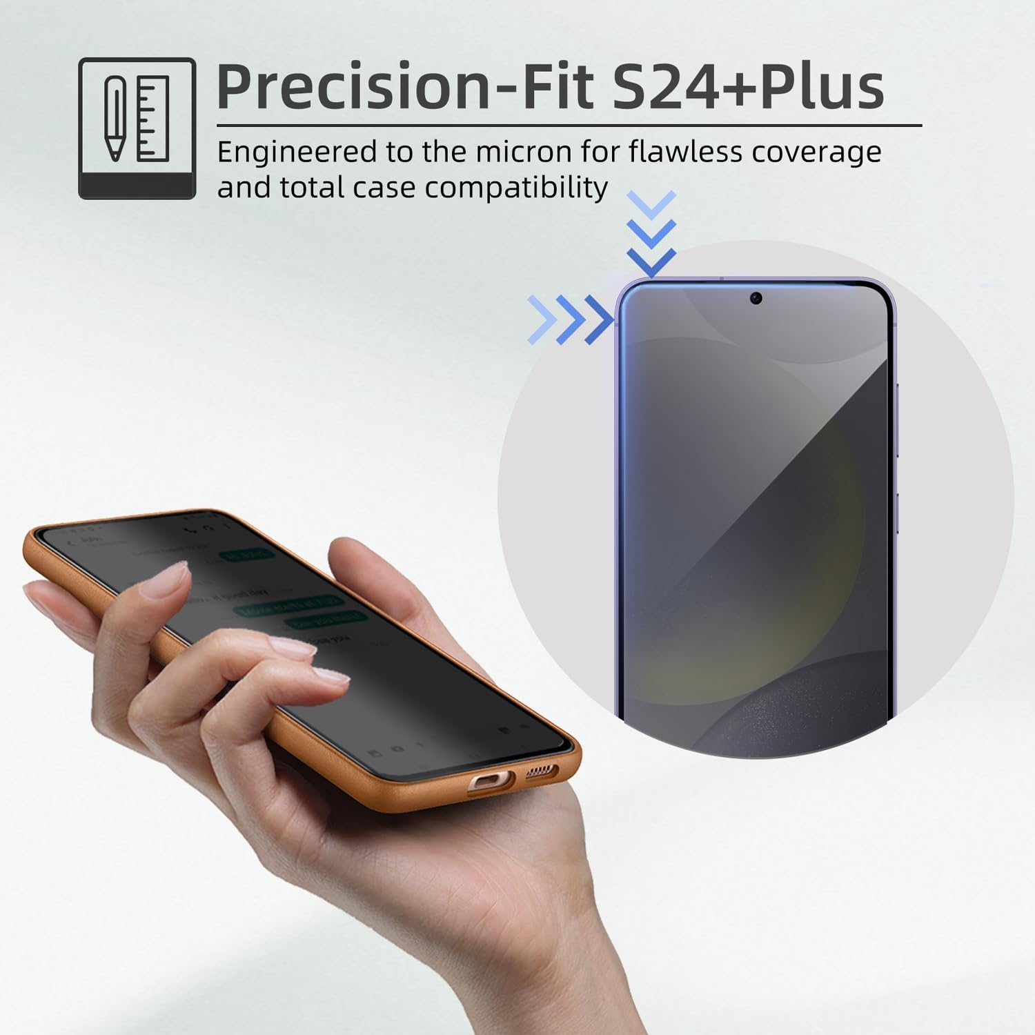 【2+1 Pack】Designed for Samsung Galaxy S24 plus Privacy Screen Protector【Support Fingerprint Unlock】9H Tempered Glass 5G Anti-Spy Film Compatible with Samsung S24 Plus image number 5