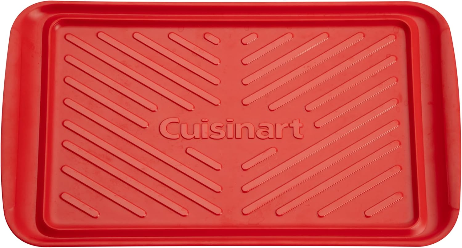Cuisinart Grilling Prep & Serve Trays, 17X10.5 Inch BBQ Trays Safe for Food Handling, 2 Dishwasher Safe Nesting Trays Black & Red, Perfect Grilling Tray for Cooked & Raw Meat, Fits 6 Burgers image number 1