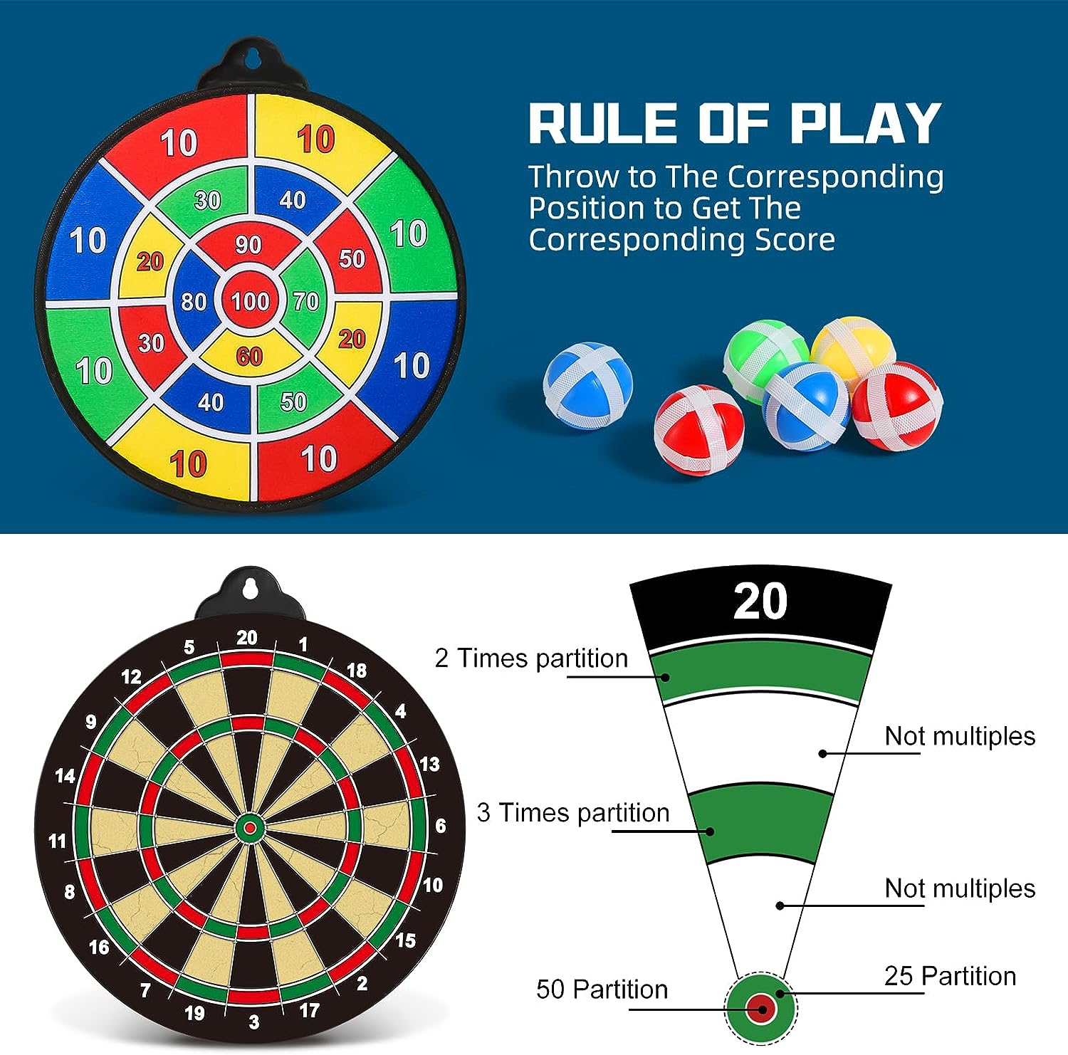 Olefun Dart Board Toys for Boys Age 8-12, 2 in 1 Magnetic & Felt Dartboard, Indoor and Outdoor Game for Kids, Ideal Birthday, for Age 8, 9, 10, 11, 12 Years Old