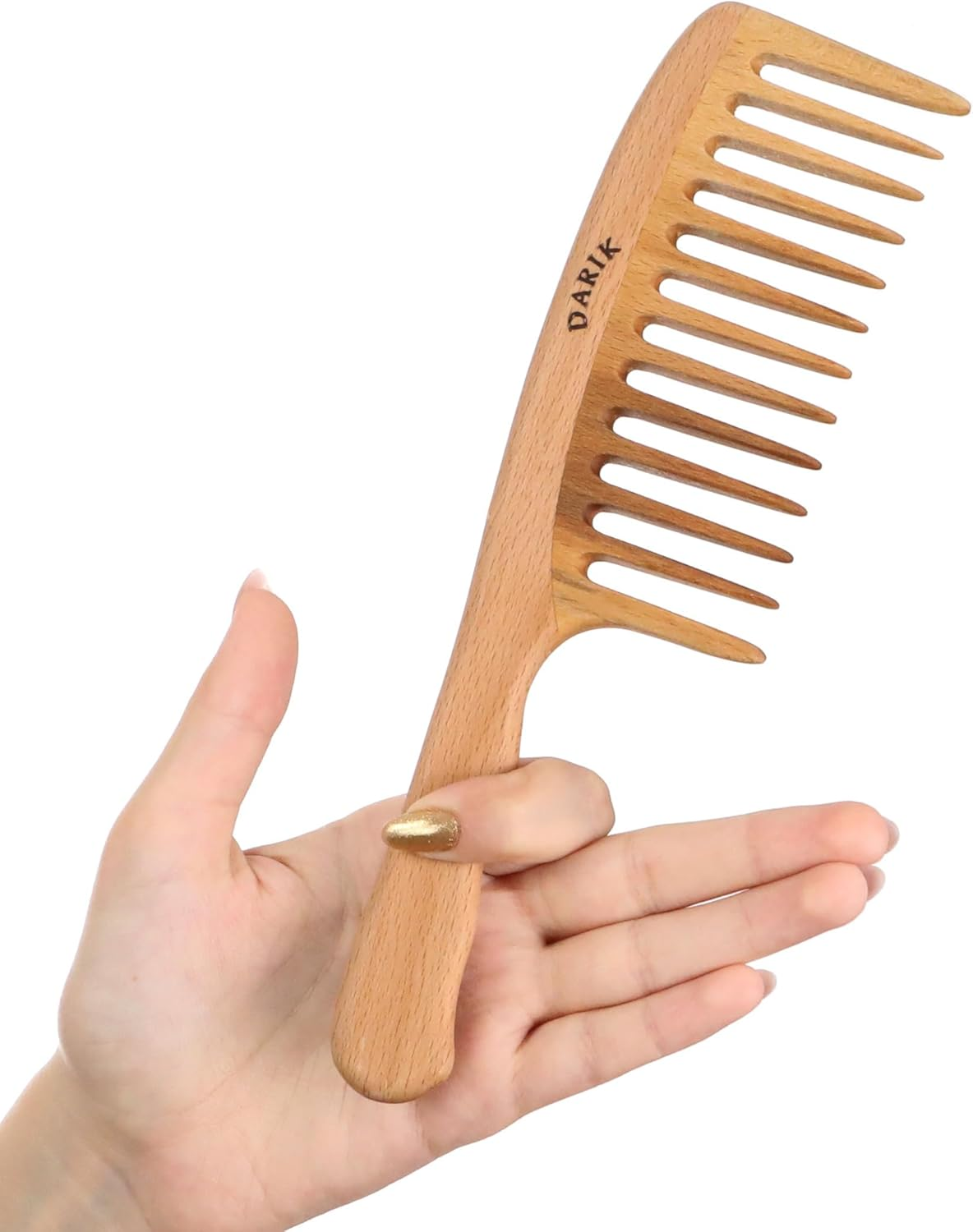 Wide Tooth Wooden Comb | Cepillo Ancho De Madera Para Cabello | Natural Hairbrush | Vintage Style Hairbrush | Wood Comb for Gentle Styling | Anti-Static Hair Comb (Wide Tooth) image number 3