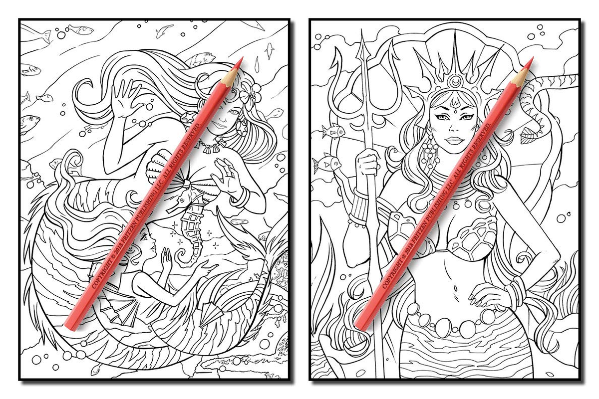 Mermaids: an Adult Coloring Book with Beautiful Fantasy Women, Underwater Ocean Realms, Fun Sea Animals and Relaxing Tropical Beaches