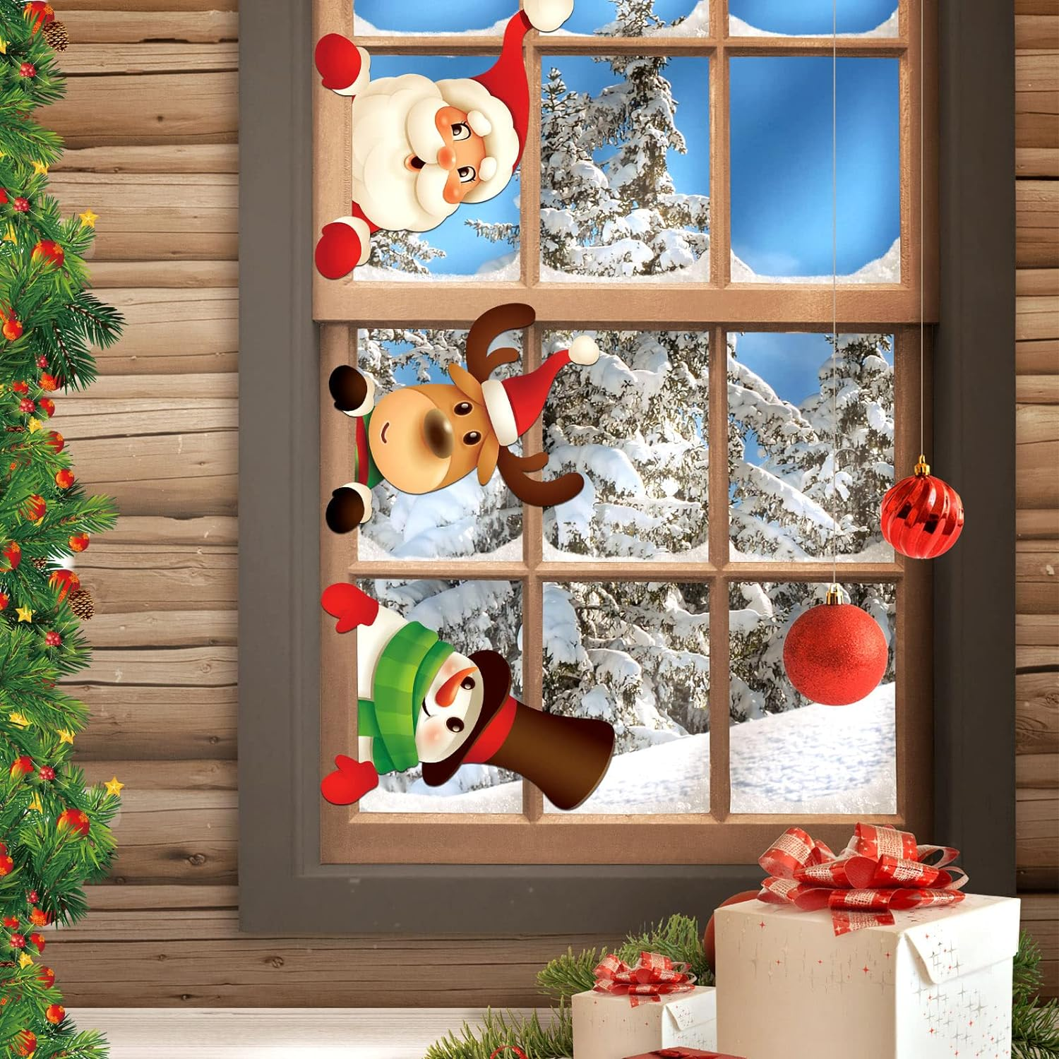 Bucherry 5 Pcs Christmas Fence Peeker Decoration Outdoor Snowman Peeking Garden Yard Elf Santa Claus Patio Peeker for Holiday DIY Home Fence image number 5