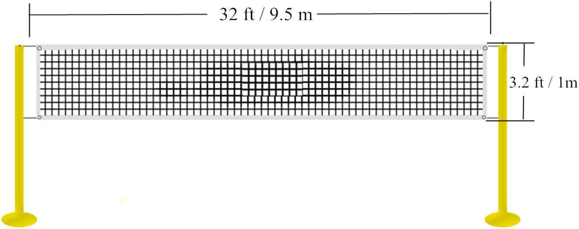Tournament Volleyball Net 9.5M X 1M Outdoor with Tear-Resistant Border Aircraft Steel Cable for Backyard Schoolyard Beach, Badminton Pro Volleyball Net image number 1